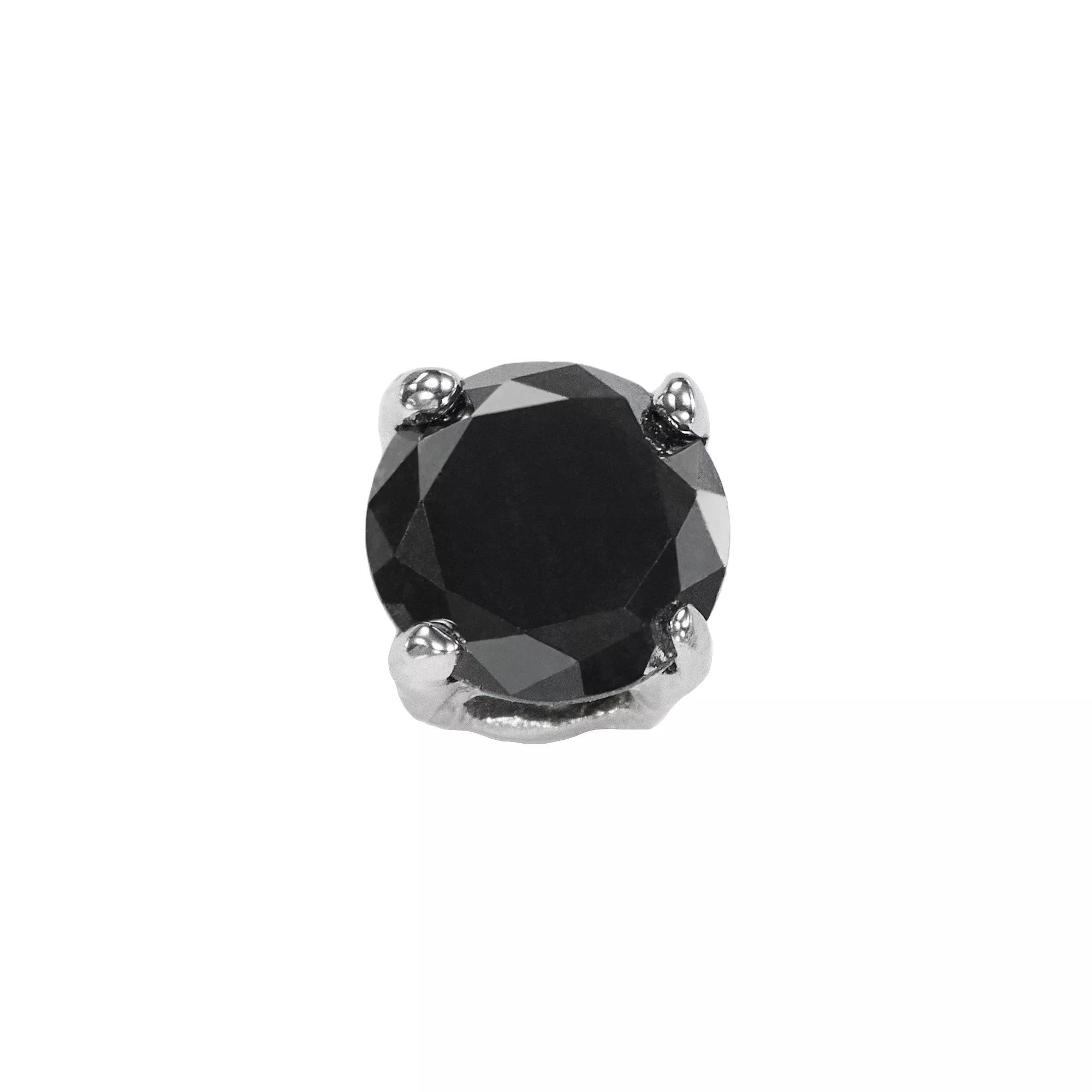 Stainless Steel 1/4 Carat T.W. Black Diamond Stud - Single Earring, Women's Product Image