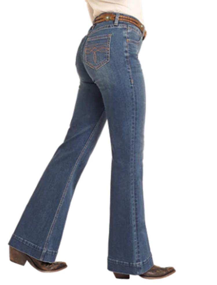 SALE Rock & Roll Denim® Ladies' MR Boot-Stitched Pocket Trouser Jeans Product Image