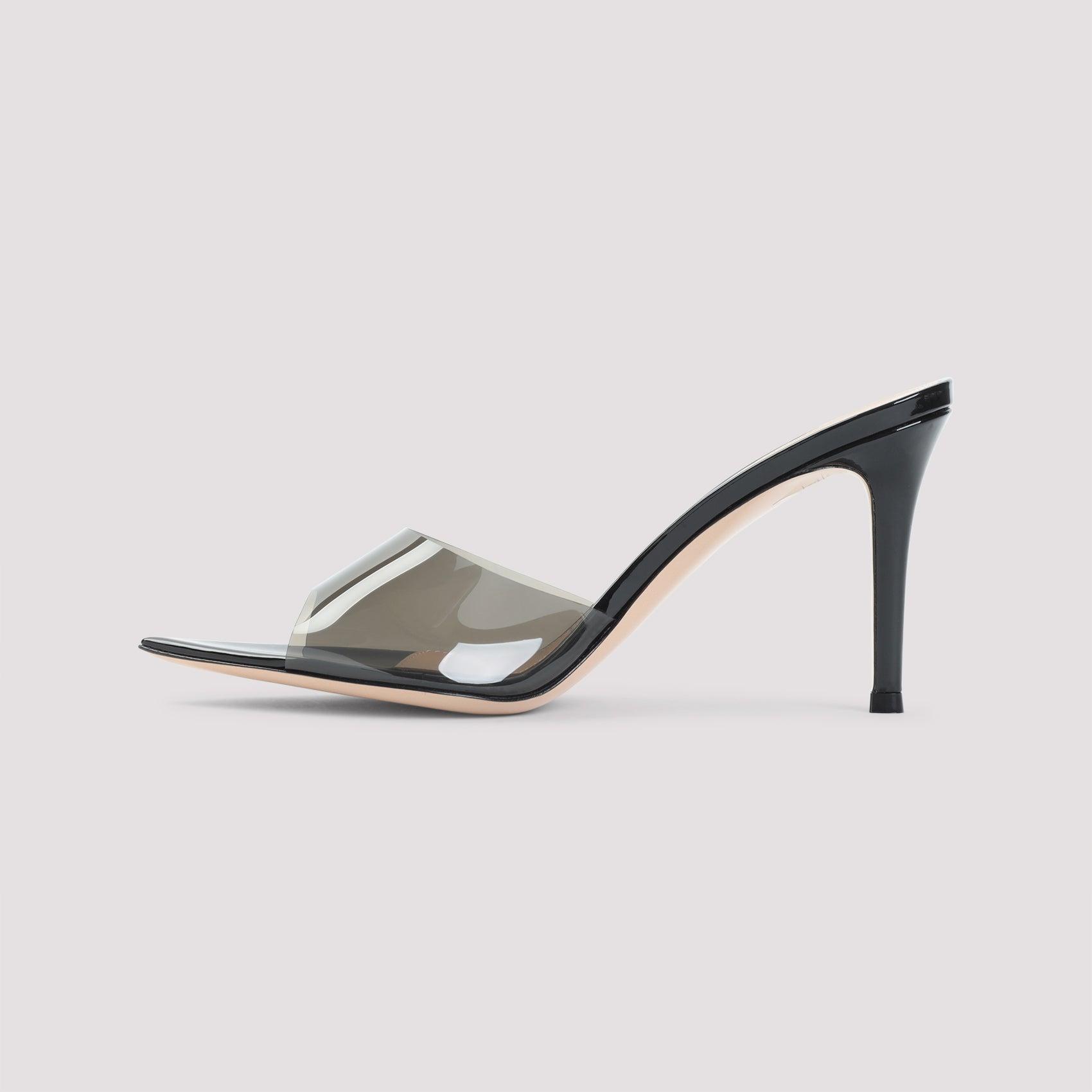 GIANVITO ROSSI Elle 85 Pvc And Patent-leather Mules In Black Product Image