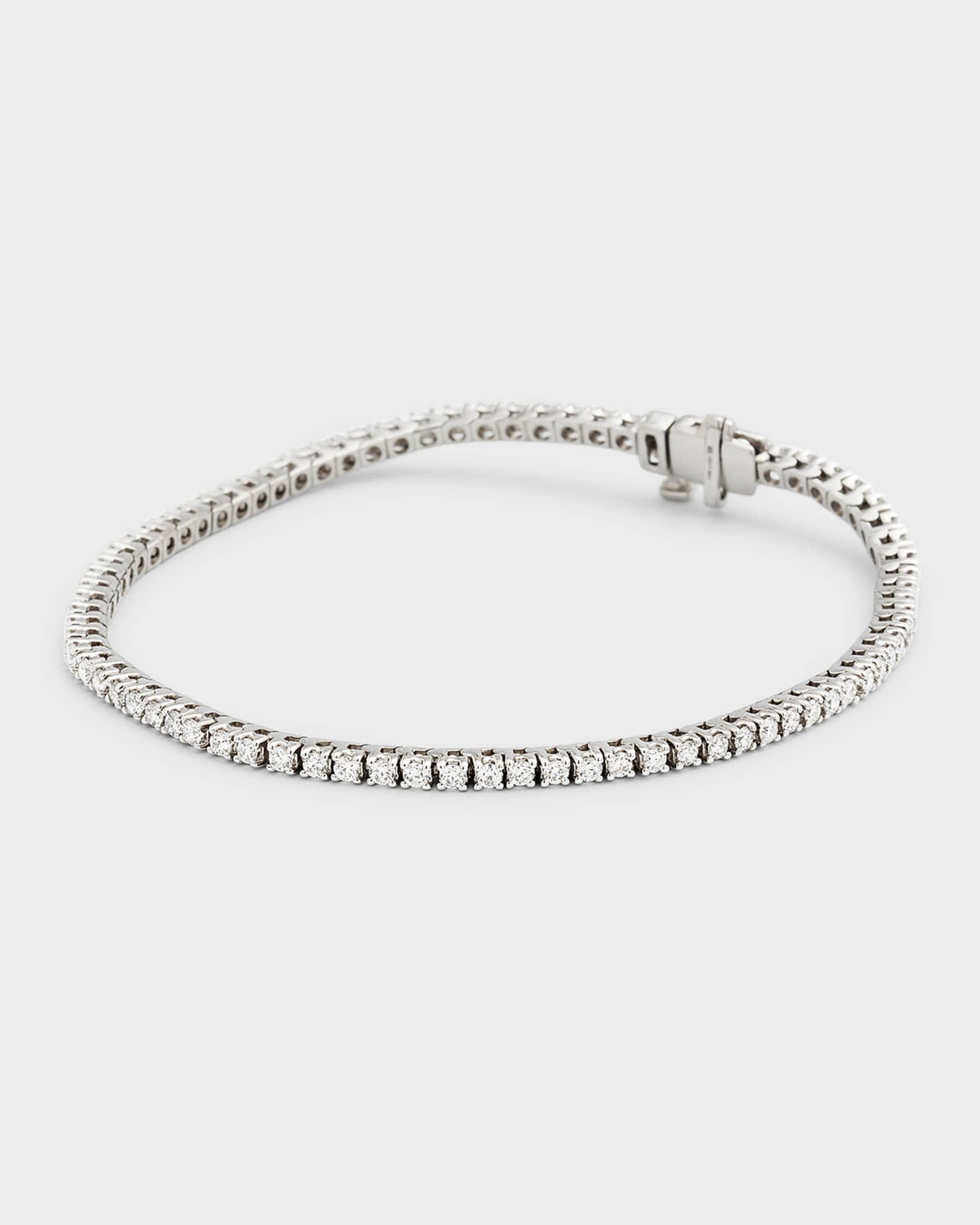 18K White Gold Round Lab Grown Diamond Bracelet, 7"L Product Image