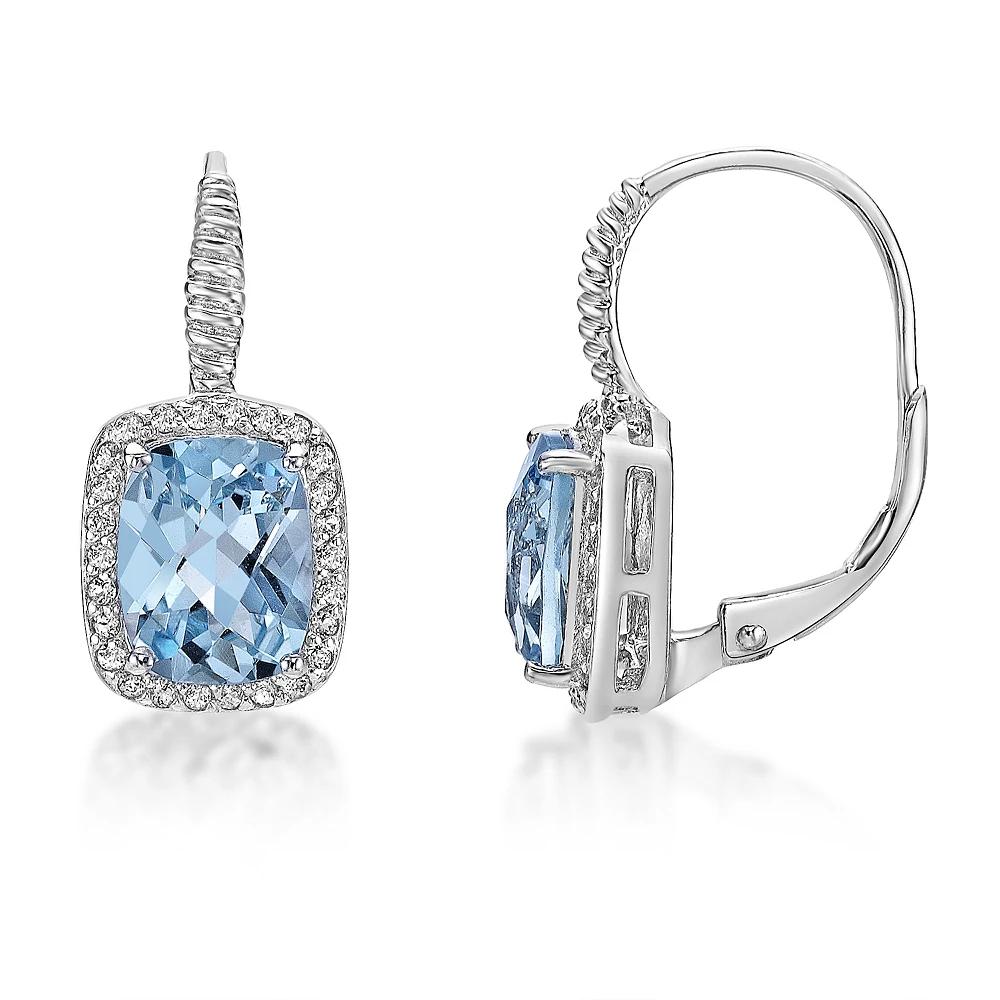 Gemminded Sterling Silver Blue Topaz & White Topaz Earrings, Women's Product Image