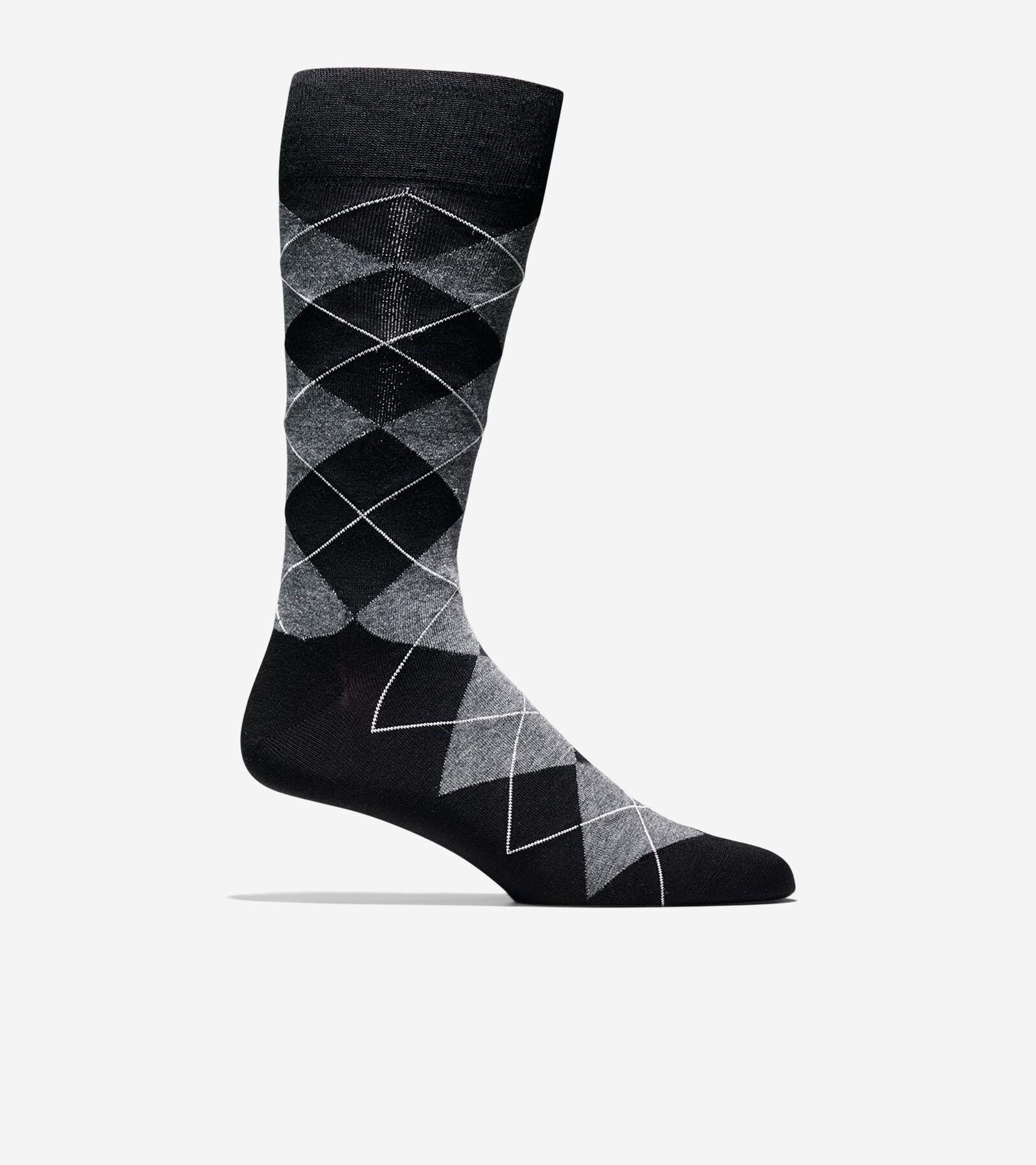 Men's Classic Argyle Crew Socks in Black | Cole Haan Product Image