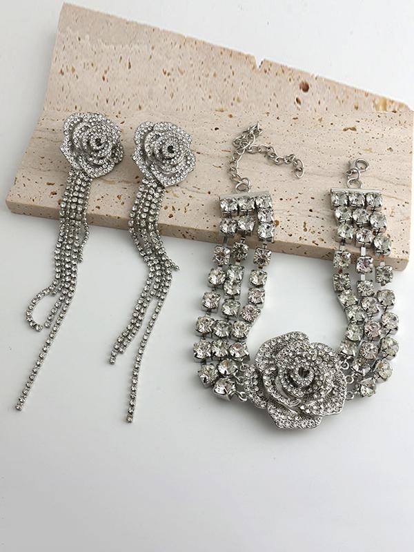 Chains Flower Shape Rhine Stones Necklaces Accessories Product Image