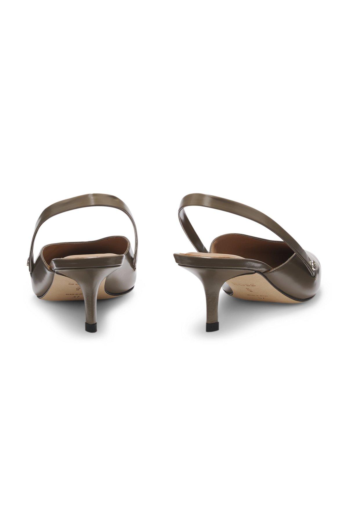 Slingback pumps in polished leather Product Image