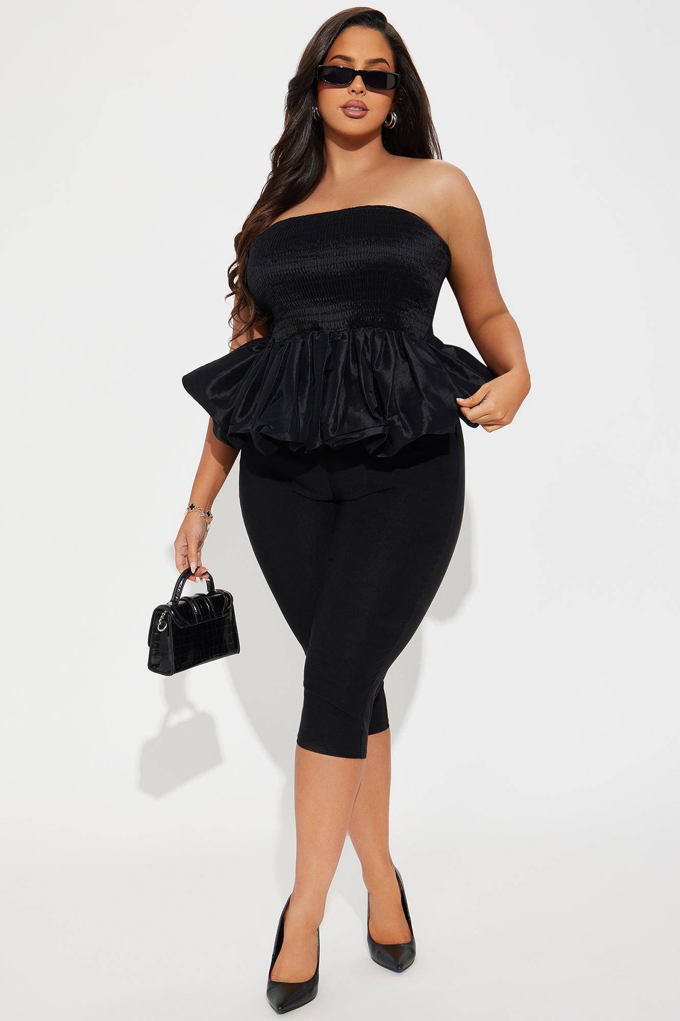 Lily Smocked Bubble Hem Top - Black Product Image