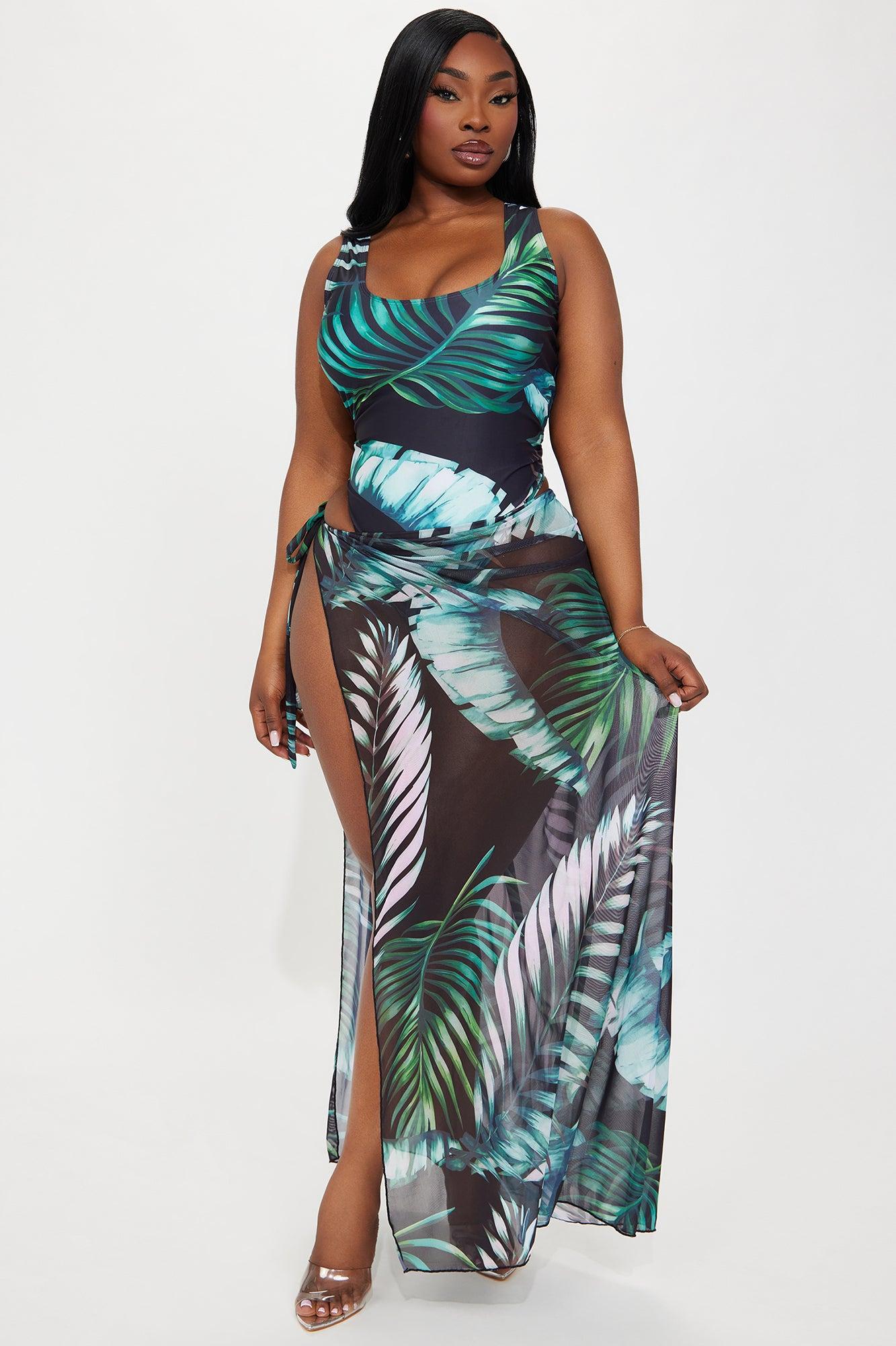 Emmalyn 1 Piece Swimsuit Set - Green/combo Product Image