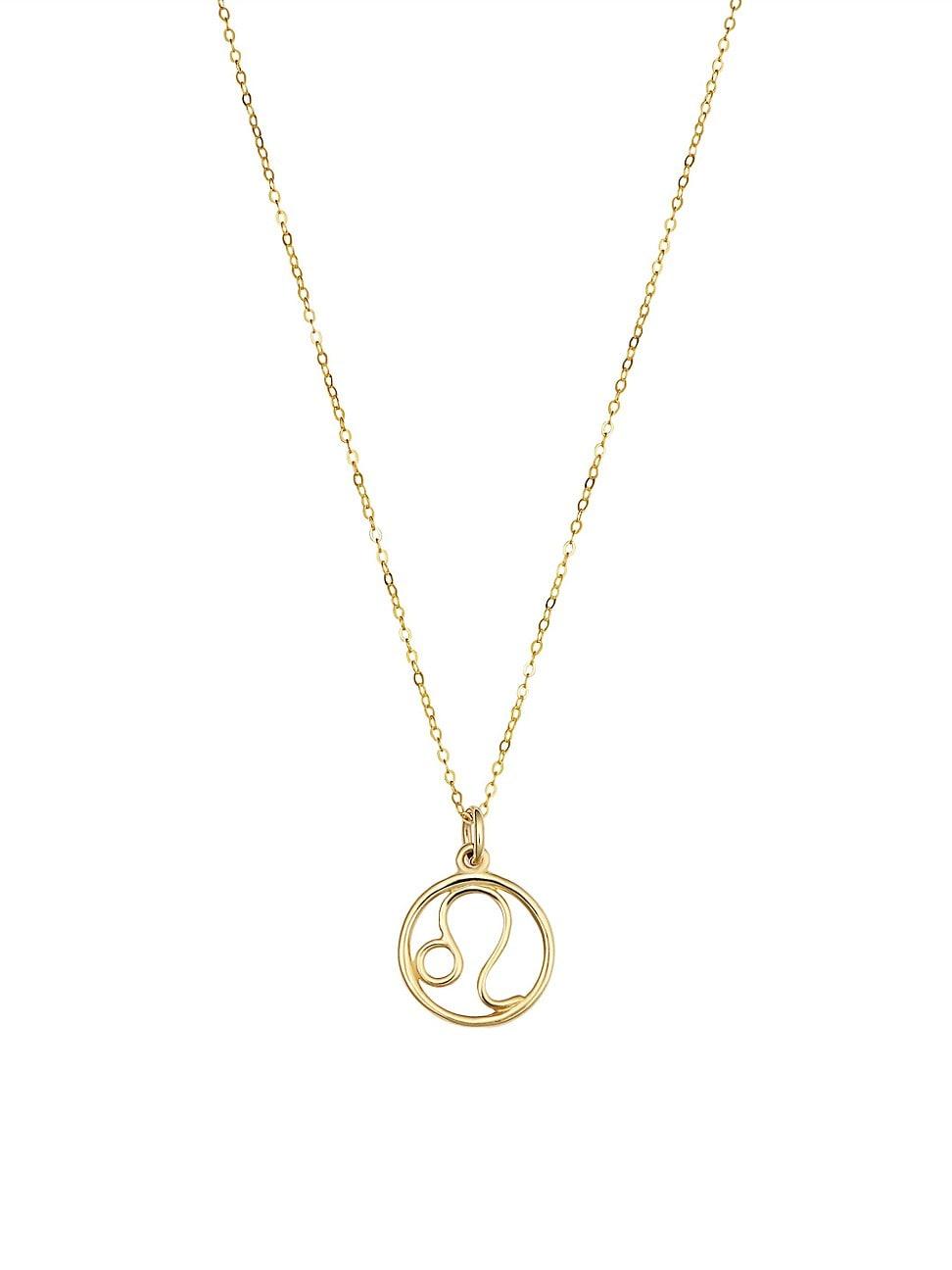 Womens 14K Yellow Solid Gold Zodiac Pendant Necklace Product Image