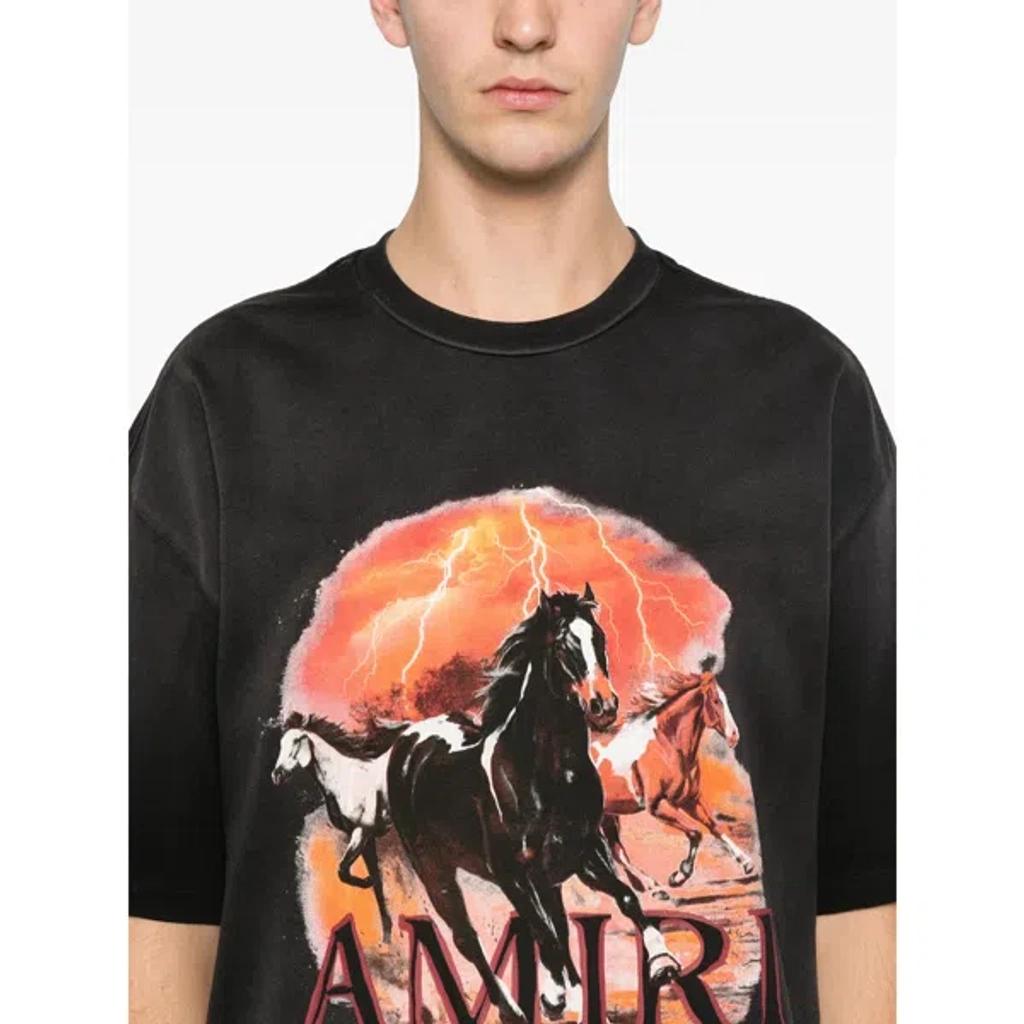 AMIRI Graphic Print Oversized Crewneck T-shirt Shirt In Black Product Image