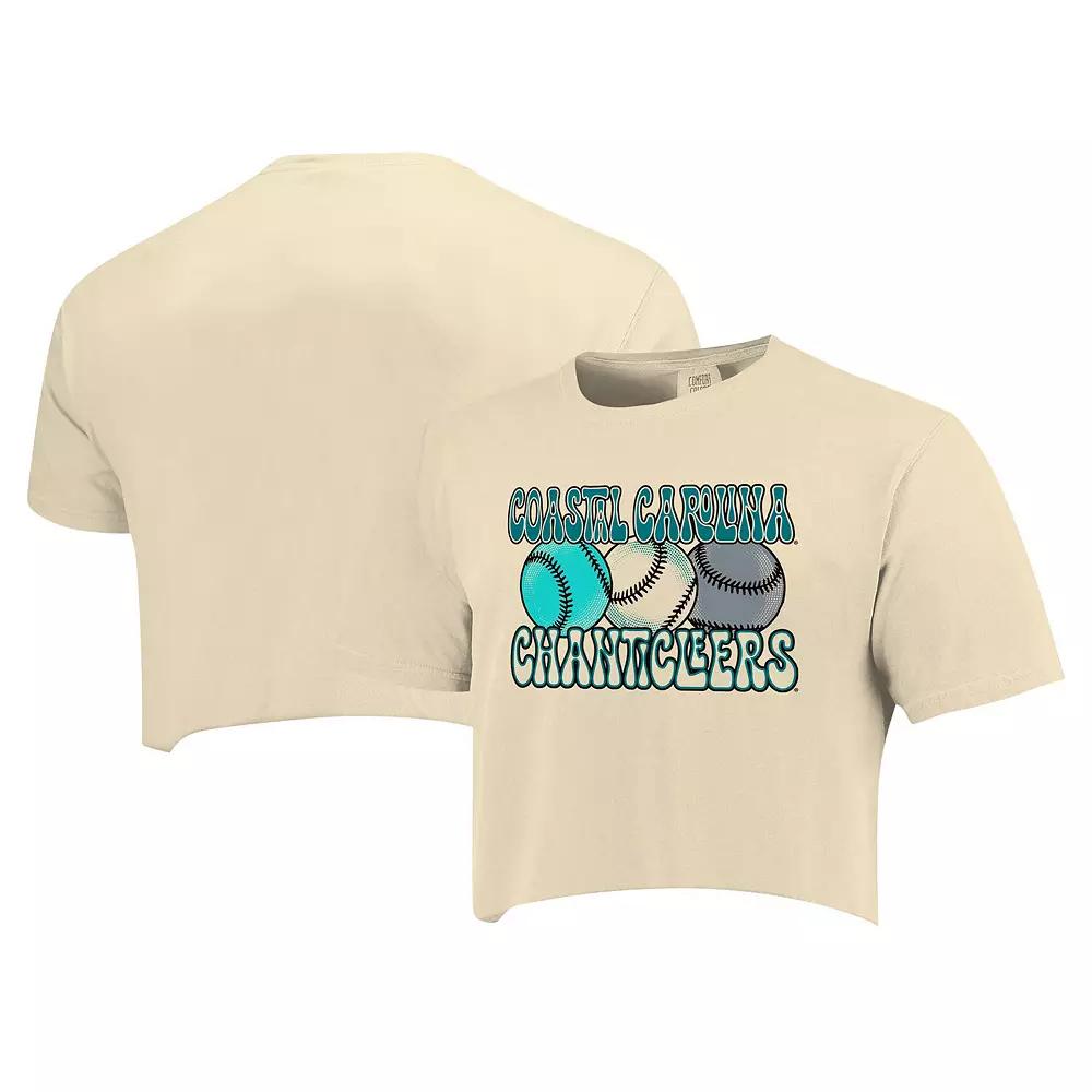 Women's Natural Coastal Carolina Chanticleers Comfort Colors Baseball Cropped T-Shirt,  Product Image