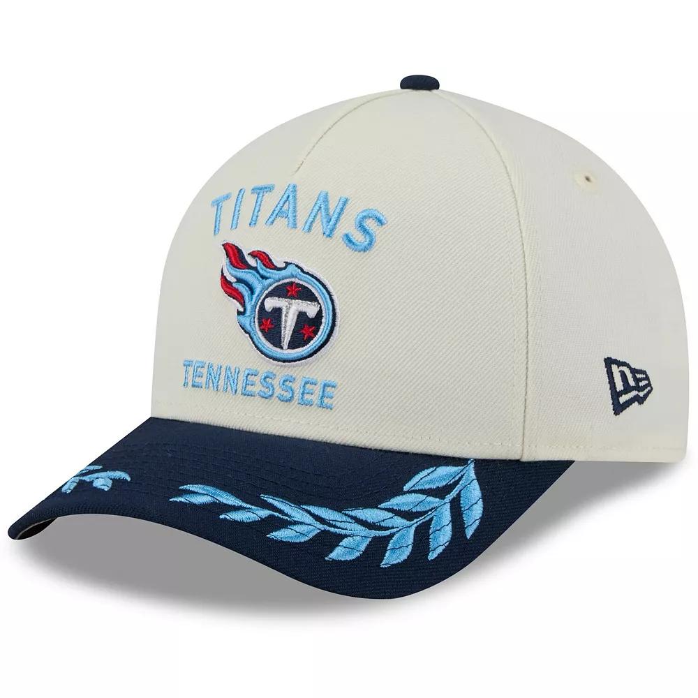 Men's New Era Cream/Navy Tennessee Titans 2025 NFL Draft 9FORTY A-Frame M-Crown Adjustable Hat, Beige Product Image