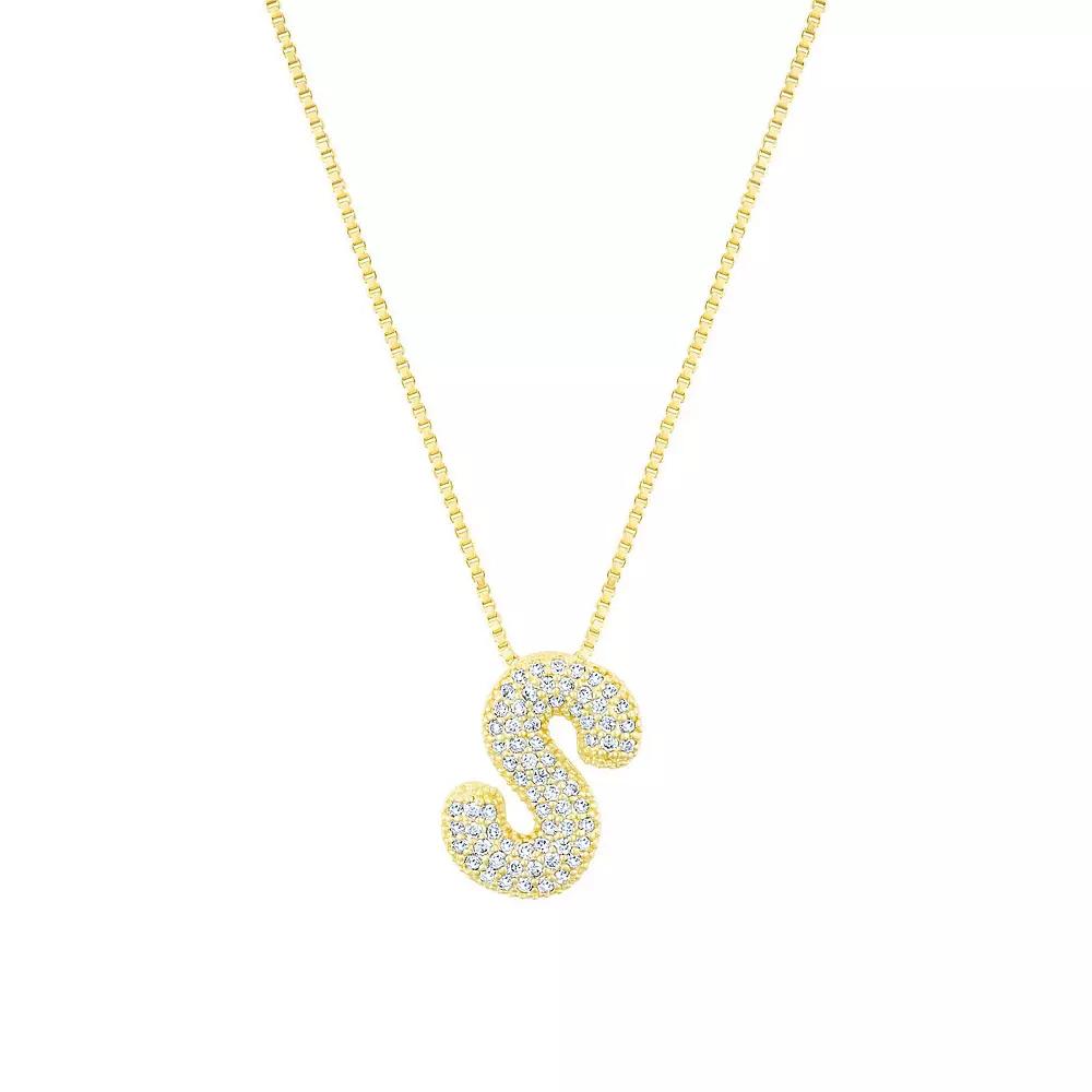 Adornia 14k Gold Plated Pave Bubble Letter Necklace, Womens Product Image