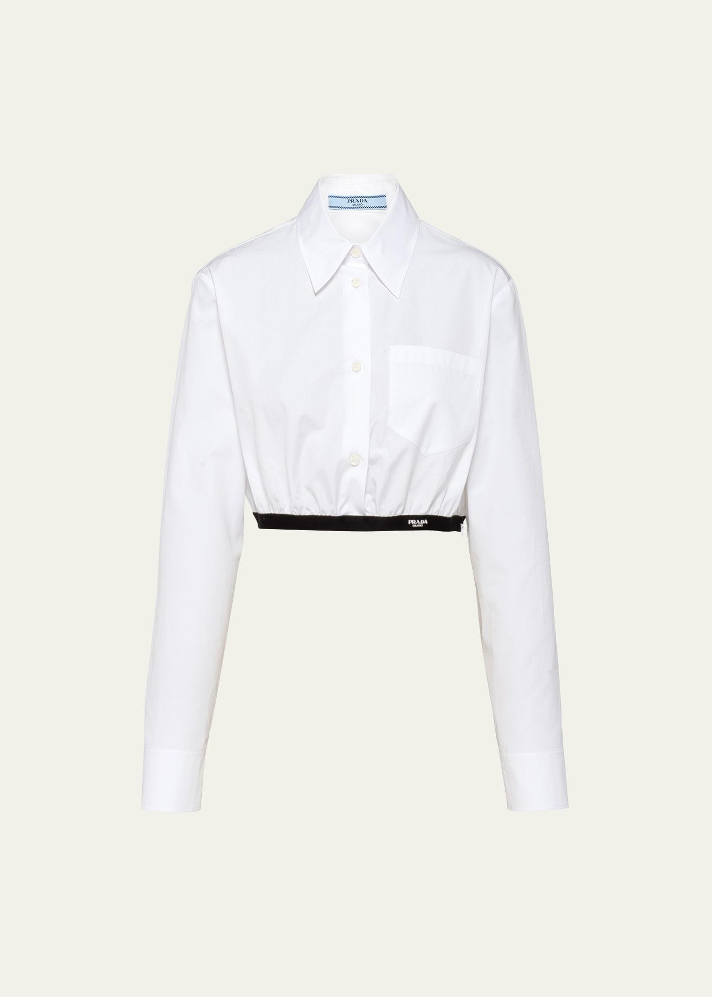 Poplin Button-Down Crop Blouse Product Image