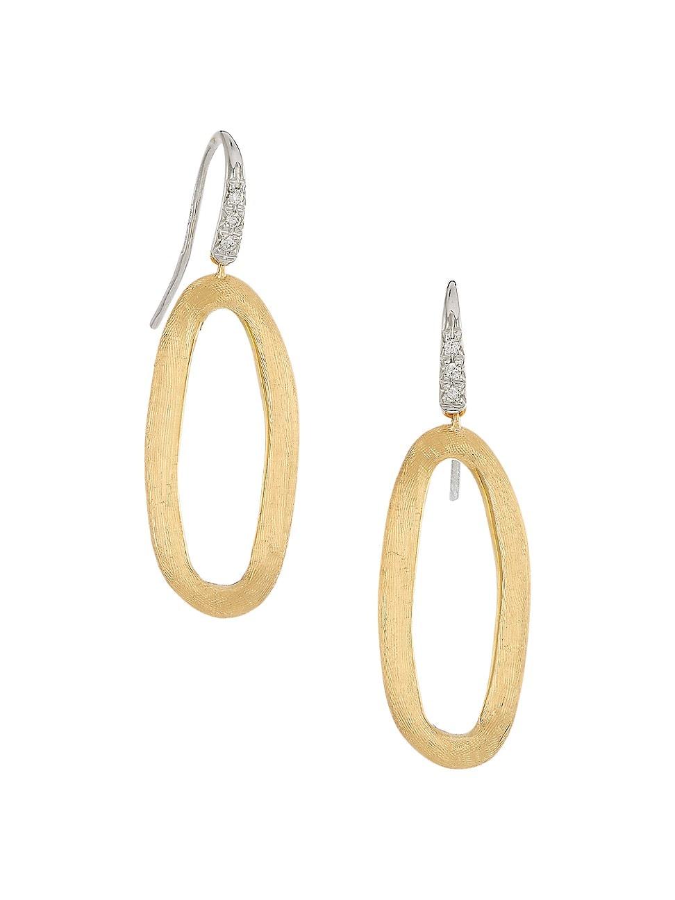 Womens Jaipur Two-Tone 18K Gold & Diamond Oval Hoop Drop Earrings Product Image