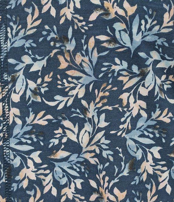 Westbound Plus Size Shadow Garden Floral 3/4 Sleeve Knit Crew Neck Top Product Image