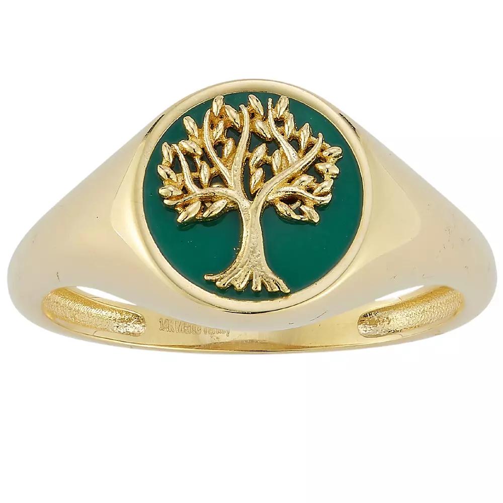 LUMINOR GOLD 14k Gold Enamel Tree Of Life Signet Ring, Women's, Size: 6 Product Image