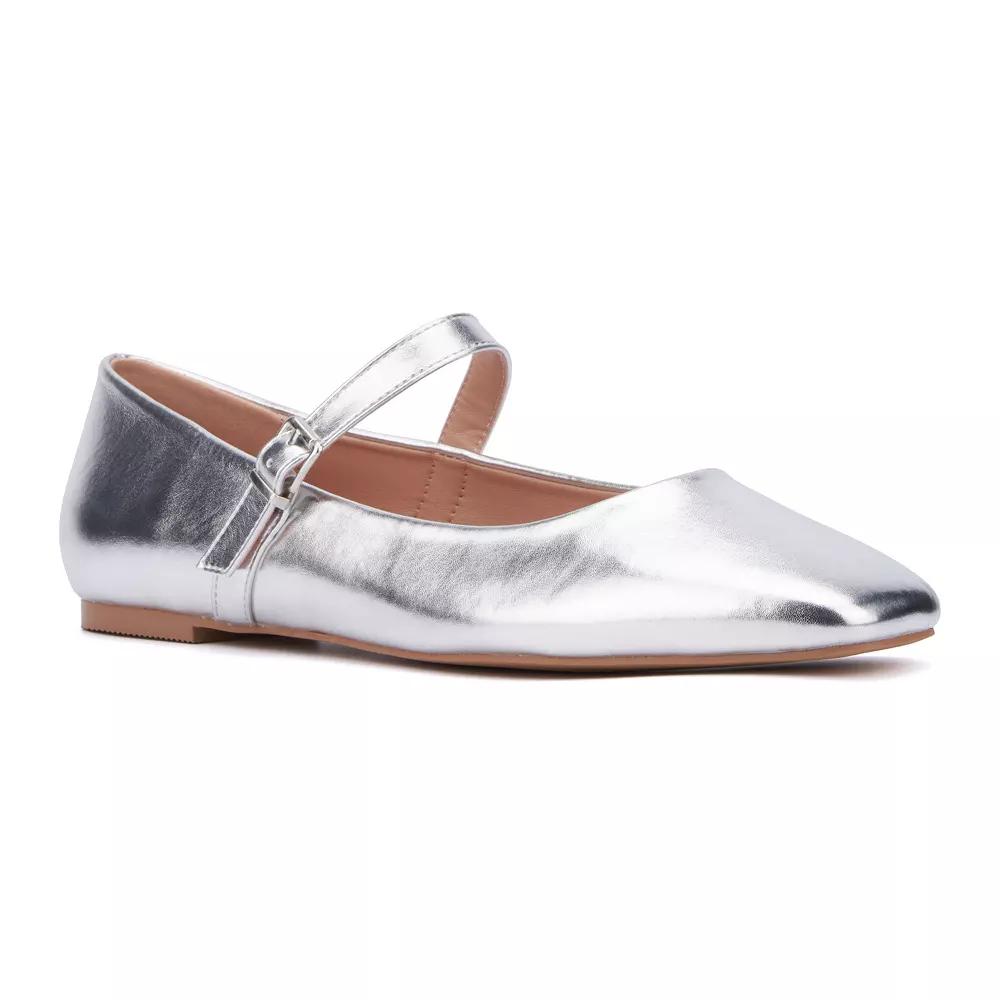 New York & Company Page Womens Ballet Flats Silver Grey Product Image