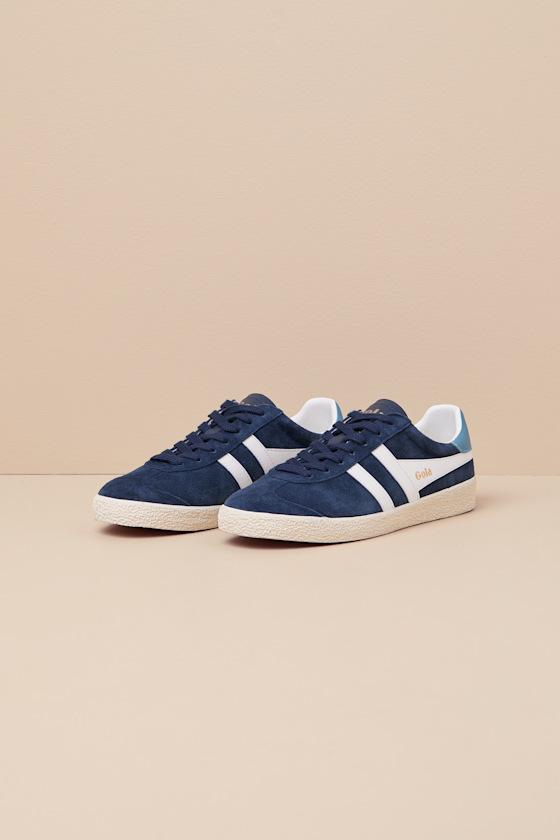 Medallist Navy Color Block Suede Leather Sneakers Product Image