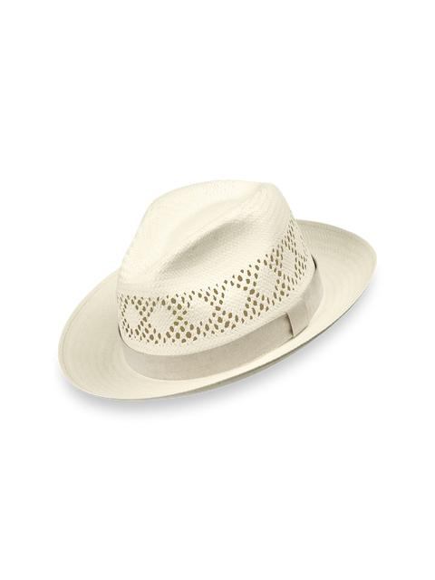Straw Fedora With Suede Band - Ivory Product Image