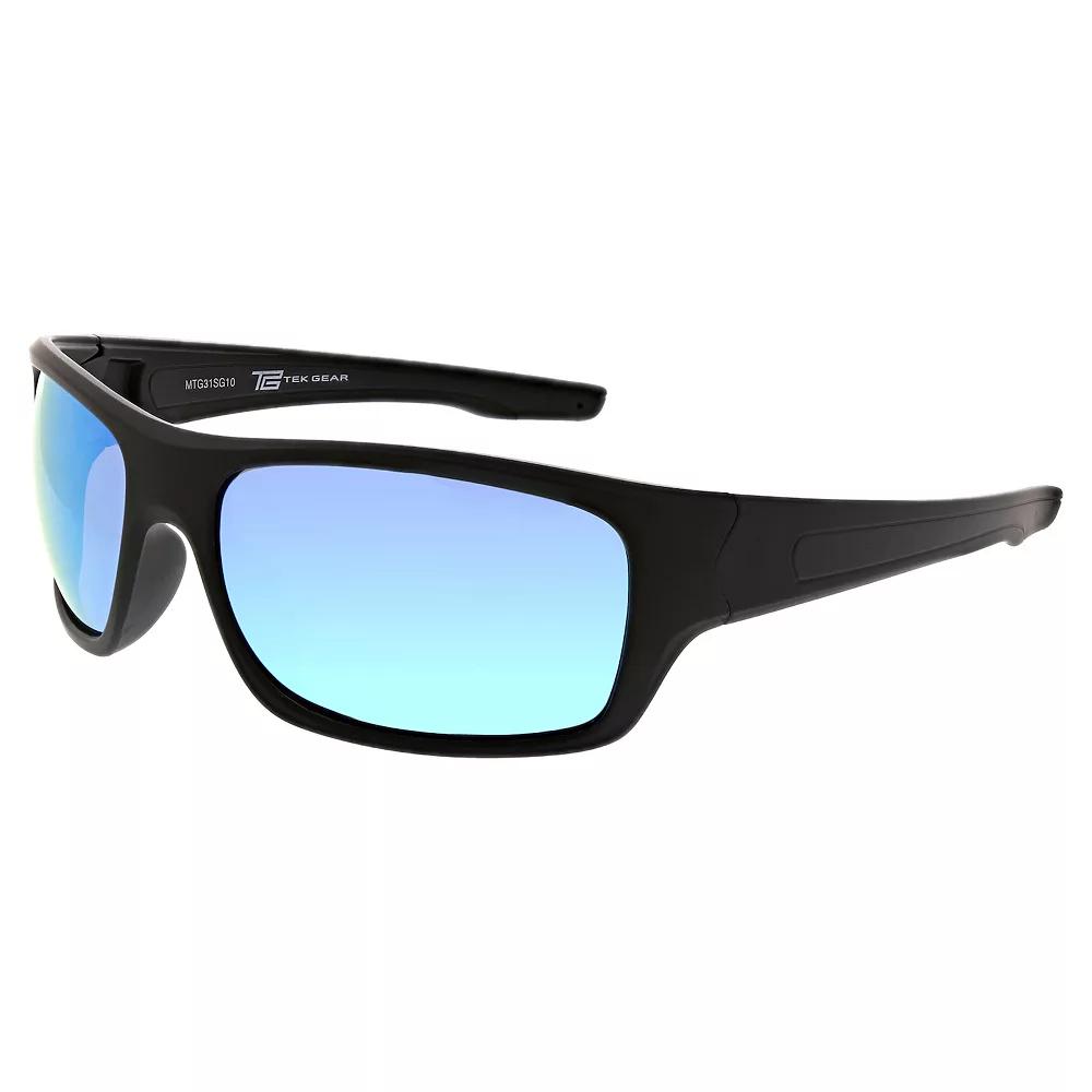 Men's Tek Gear® 64mm Wrap Sport Polarized Sunglasses, Black Product Image