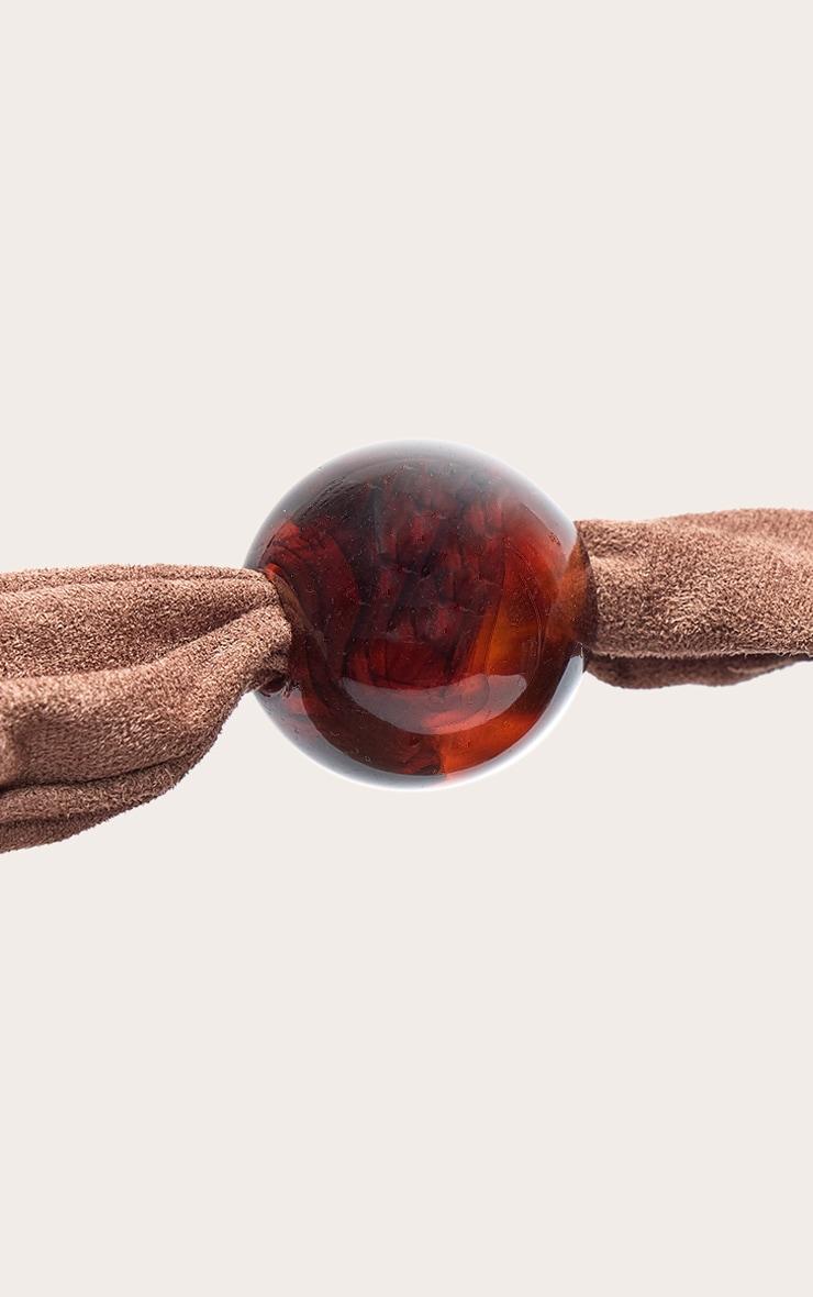 Mocha Faux Suede Bead Handle Shoulder Bag Product Image