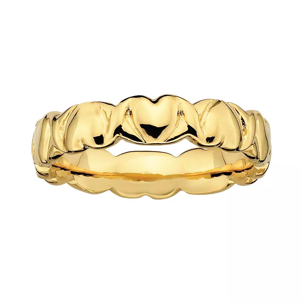 Stacks & Stones 18k Gold Over Silver Heart Stack Ring, Women's, Size: 6 Product Image