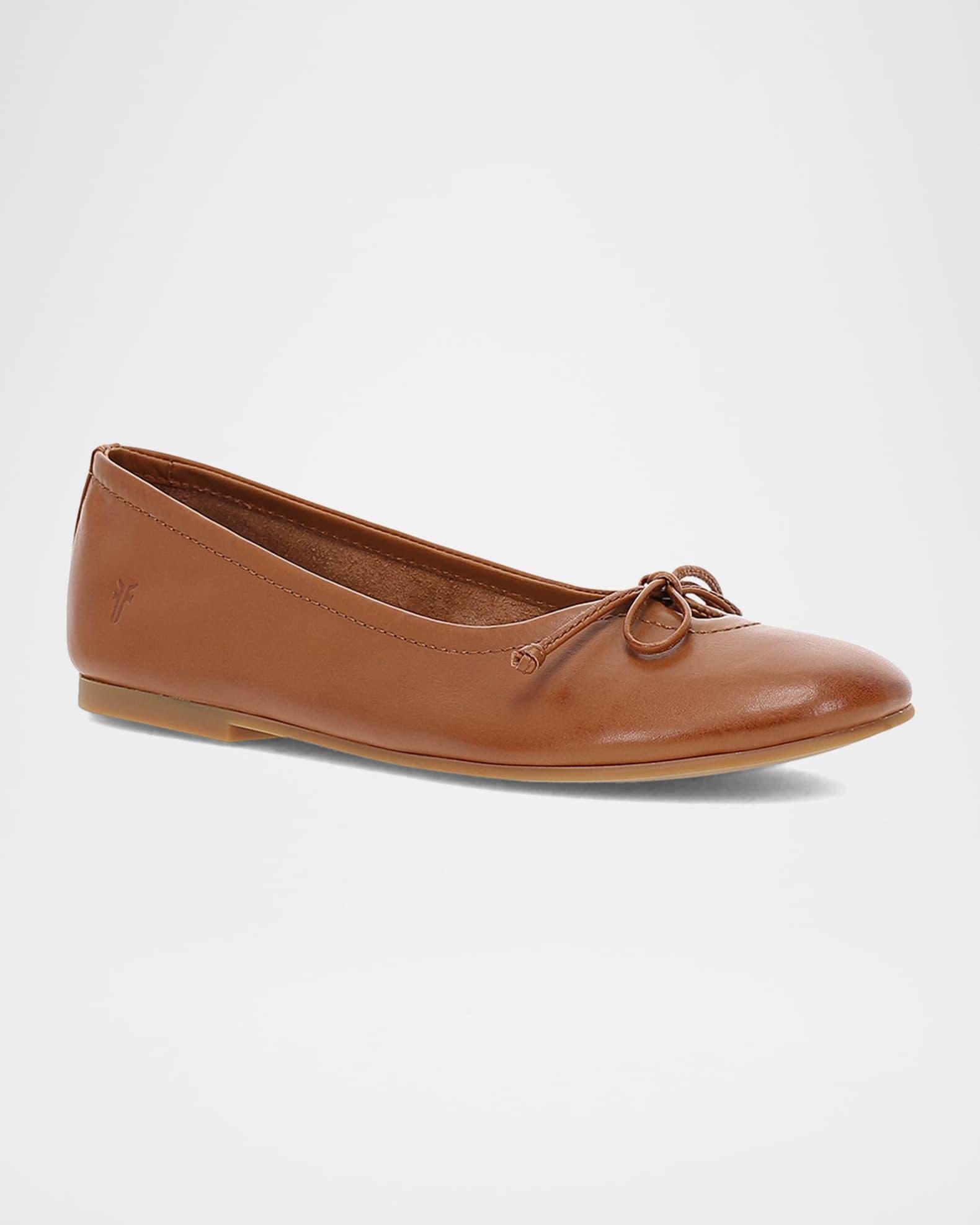 Emma Leather Bow Ballerina Flats Product Image