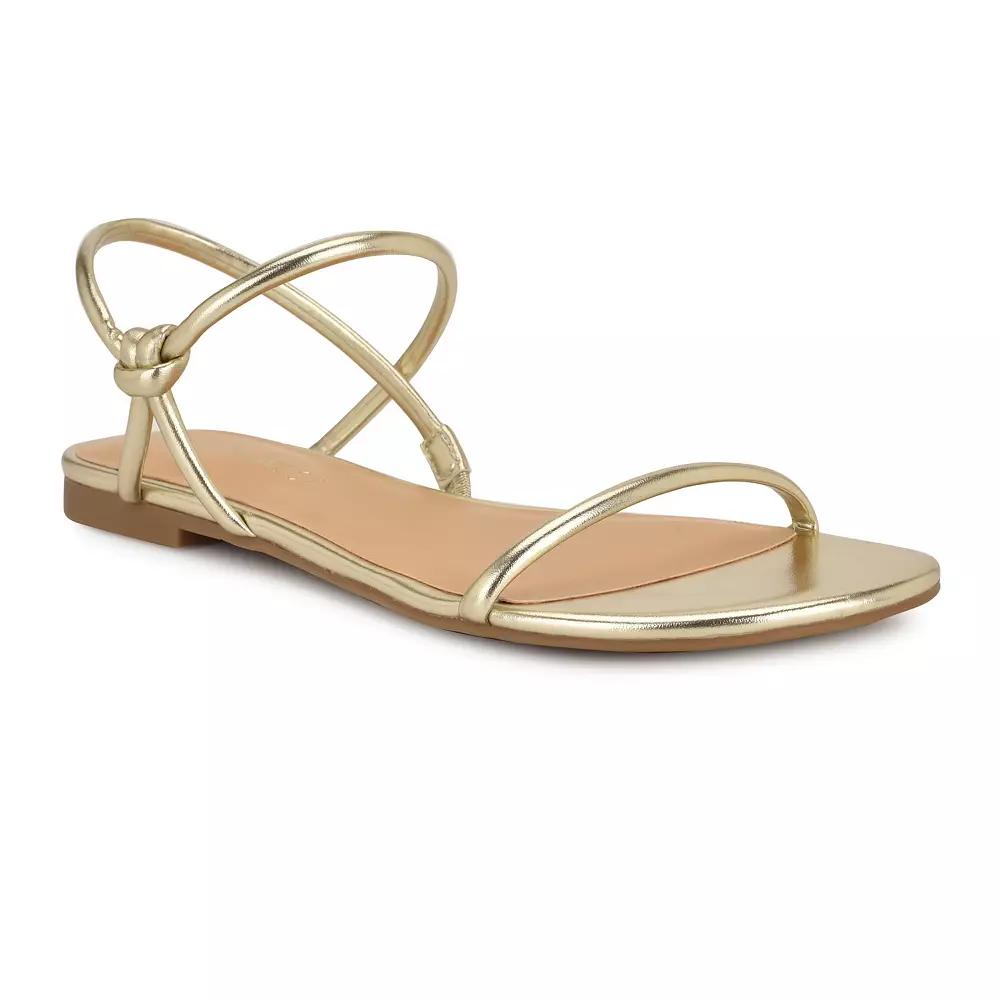 Nine West Women's Menson Flat Round Toe Casual Sandals, Size: 7, Gold Product Image