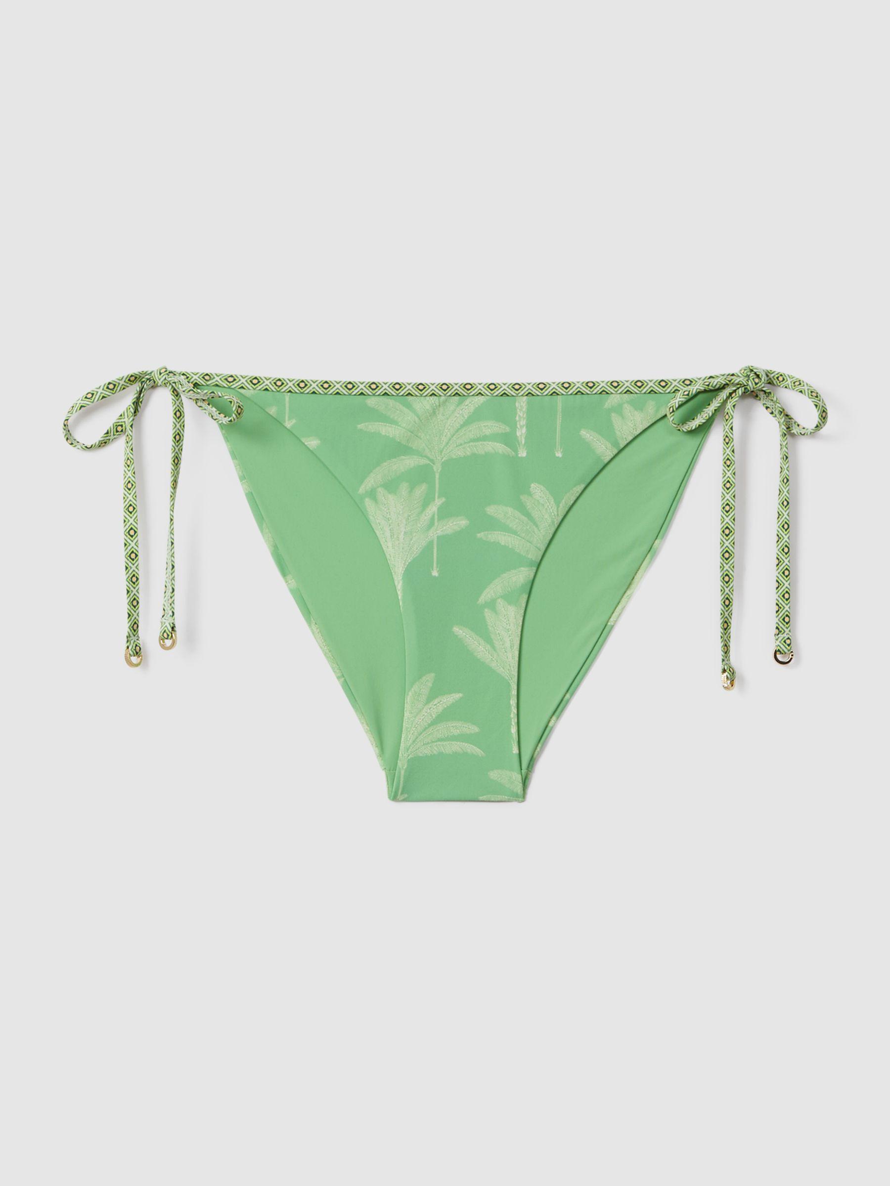 Palm Tree Print Bikini Bottoms in Green/Cream Product Image