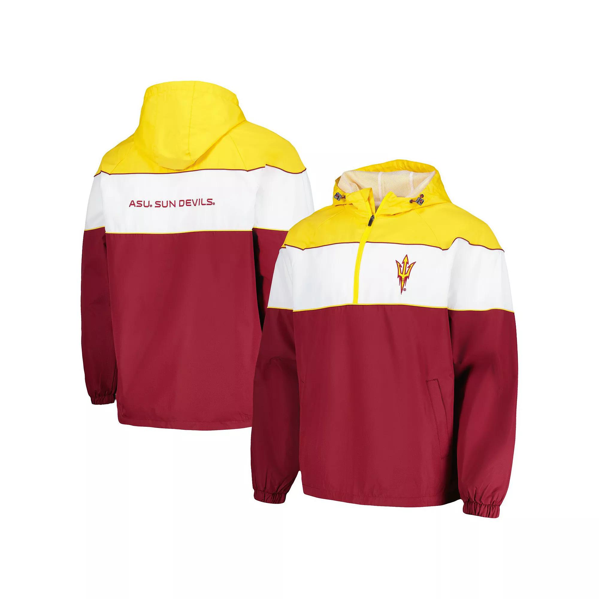Men's G-III Sports by Carl Banks Maroon Arizona State Sun Devils Center Line Half-Zip Raglan Hoodie Jacket, Size: Small, Red Product Image