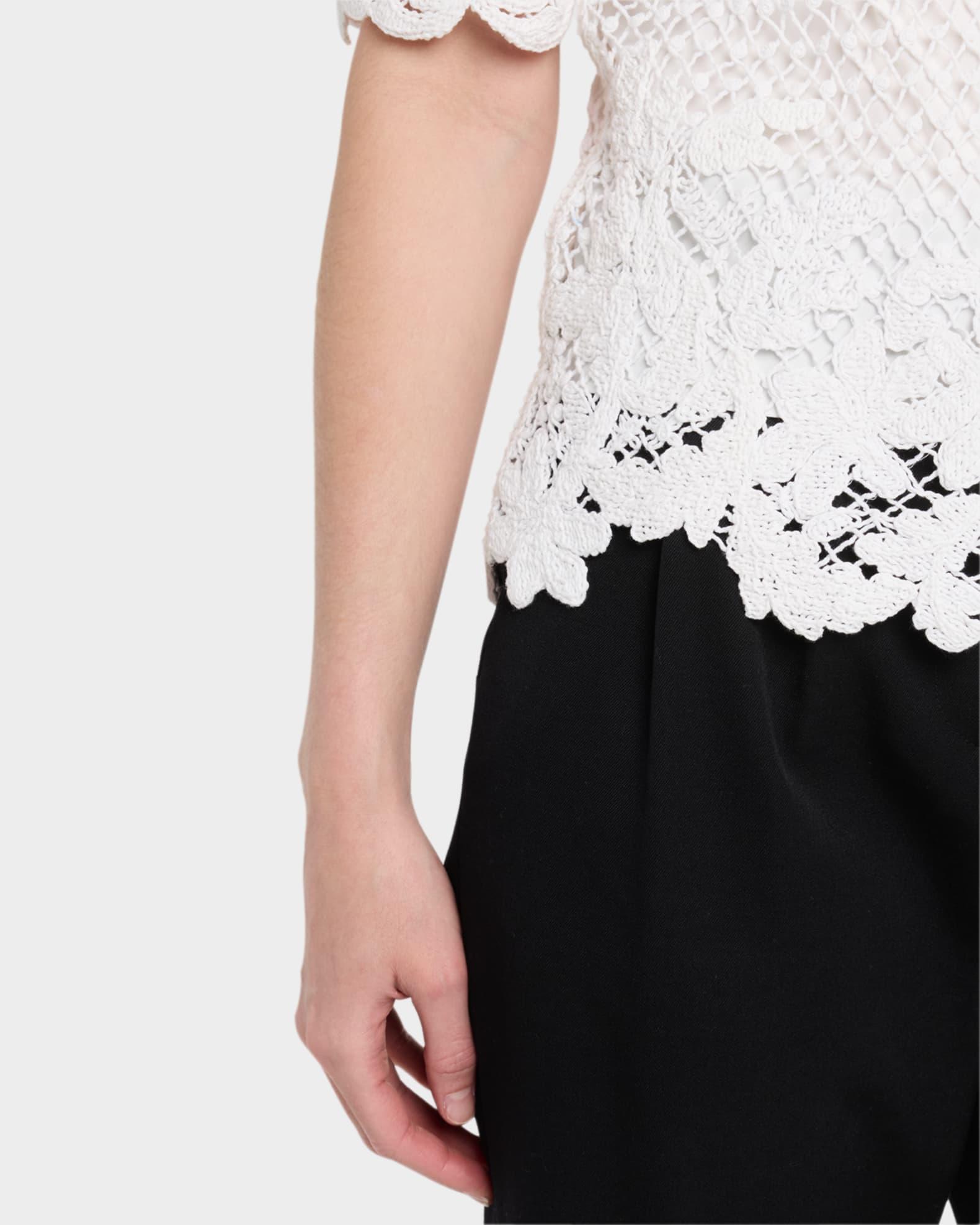 Sylvs Floral Crochet Rosette Net Blouse Product Image