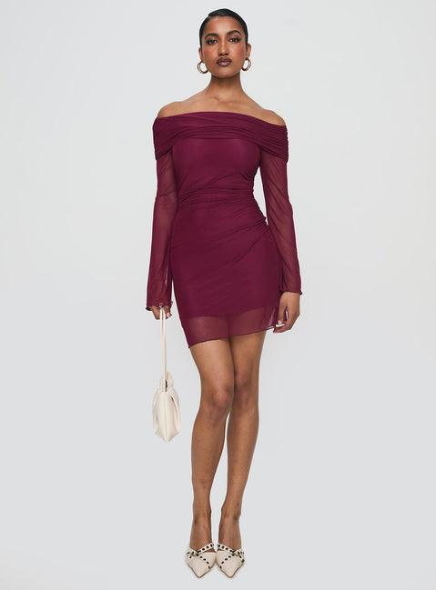 Consideration Mini Dress Burgundy Product Image