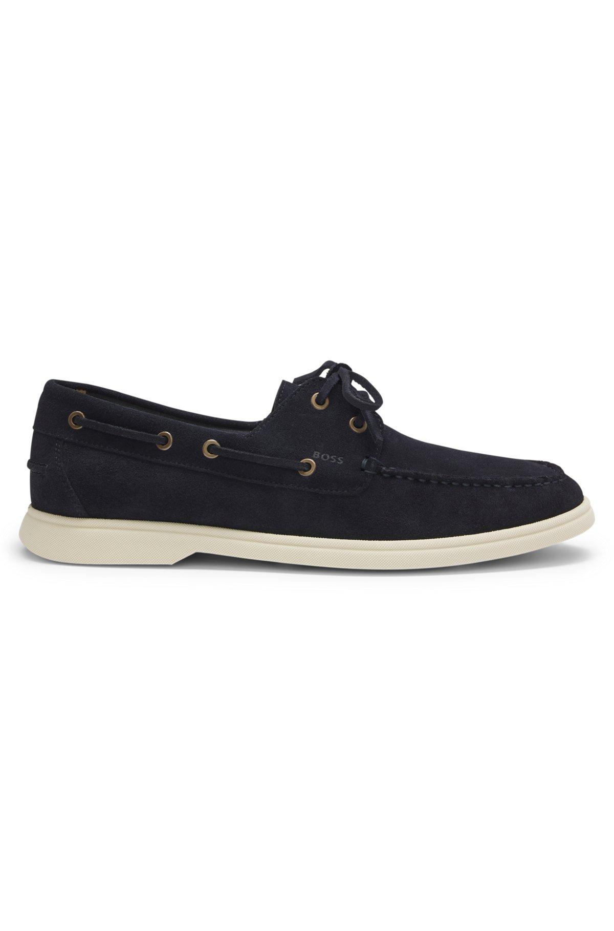 Lace-detail boat shoes in suede Product Image