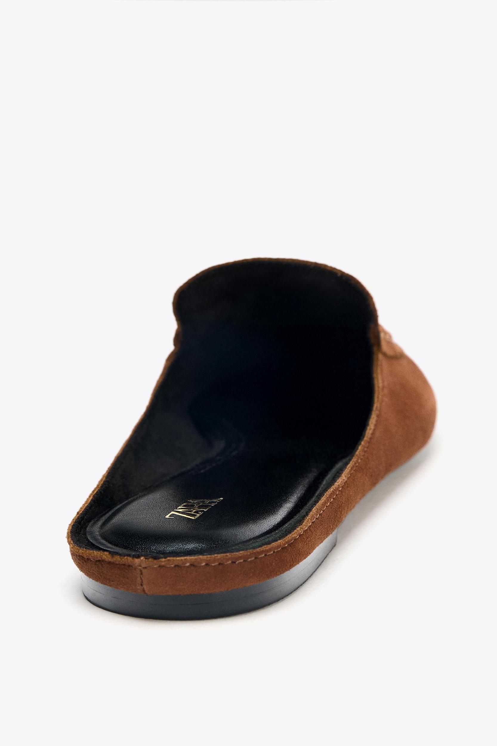 SPLIT LEATHER SLINGBACK SLIPPERS Product Image