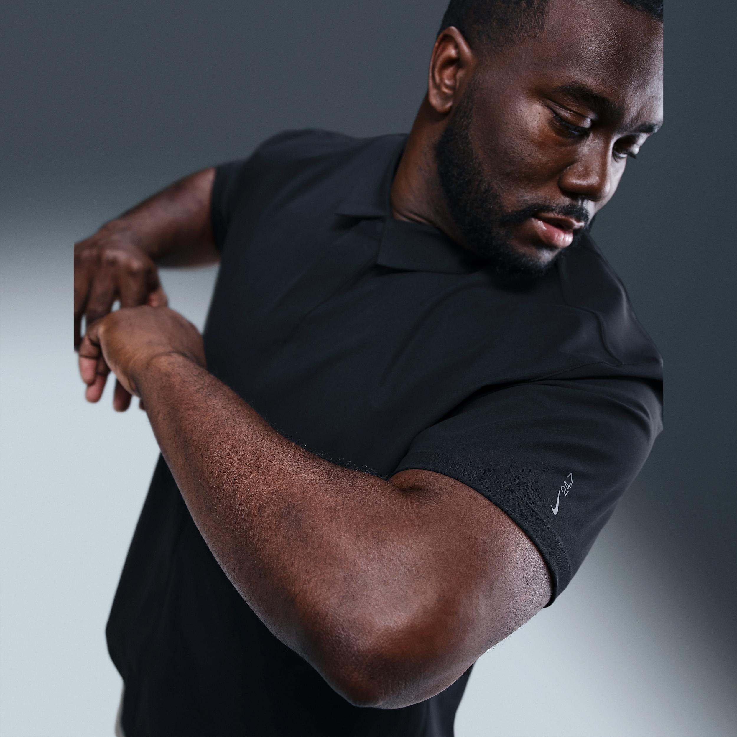 Nike Mens 24.7 PerfectStretch Dri-FIT Short-Sleeve Snap-Down Top | HQ6958-010 Product Image