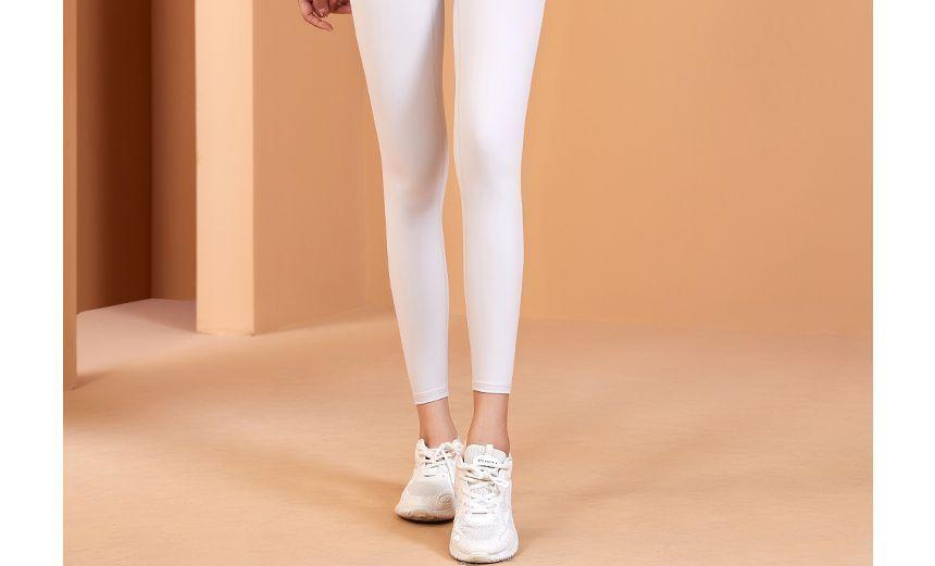High Waist Plain Sports Leggings Product Image
