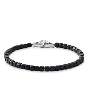 Mens Spiritual Beads Cushion Bracelet in Sterling Silver Product Image