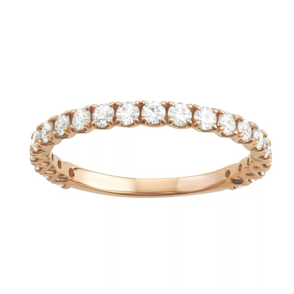 Charles & Colvard 14k Gold 3/4 Carat T.W. Lab-Created Moissanite Wedding Band, Women's, Size: 6, Pink Product Image