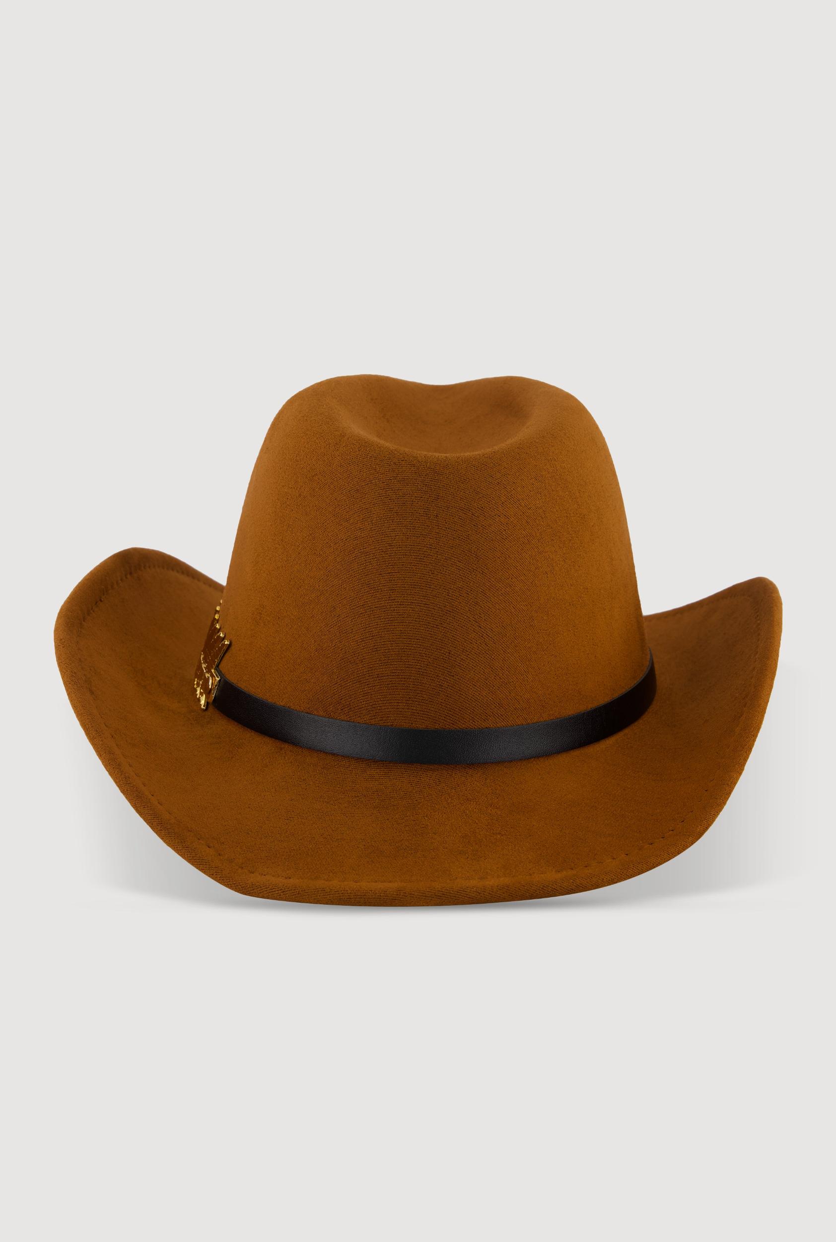 Metallic Detail Hatband Faux Suede Cowboy Hat Female Product Image
