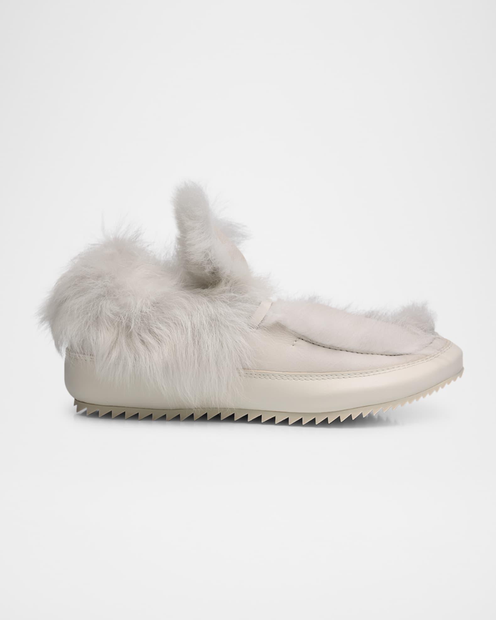 Jadine Fur-Lined Mixed Leather Moccasins Product Image