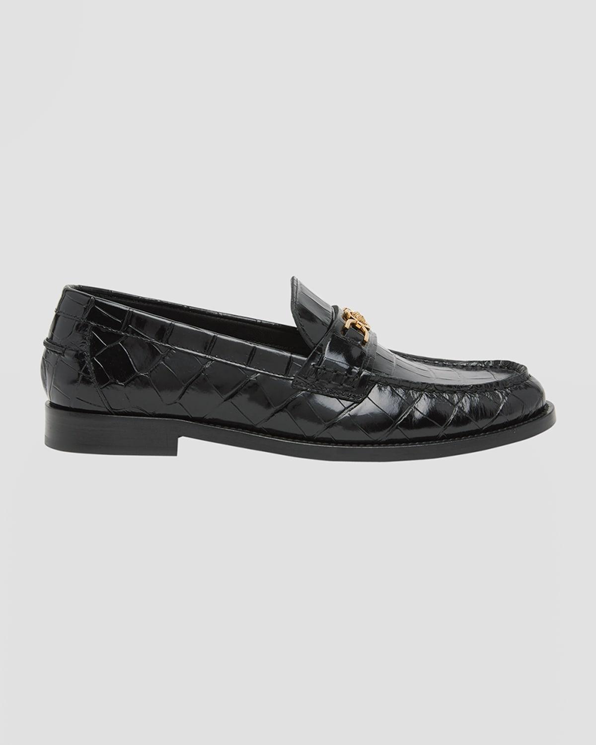 Men's Croc-Effect Medusa Coin Bit Loafers Product Image