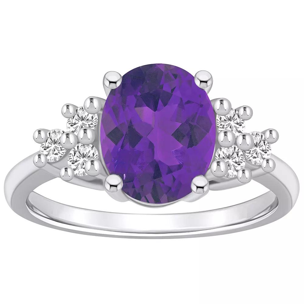 Alyson Layne 14k White Gold Oval Amethyst & 1/3 Carat T.W. Diamond Ring, Women's, Size: 10 Product Image