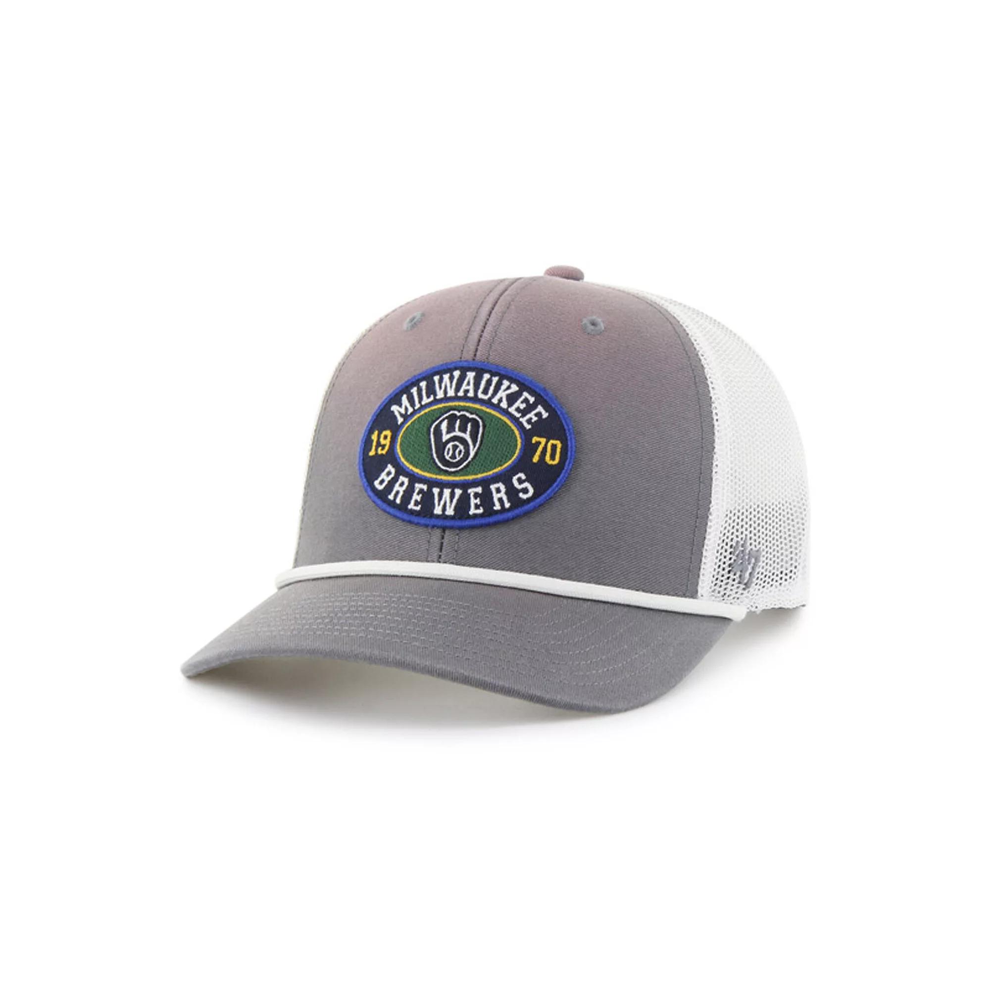 Men's '47 Gray/White Milwaukee Brewers Tide Sweep Rope Trucker Adjustable Hat, Grey Product Image