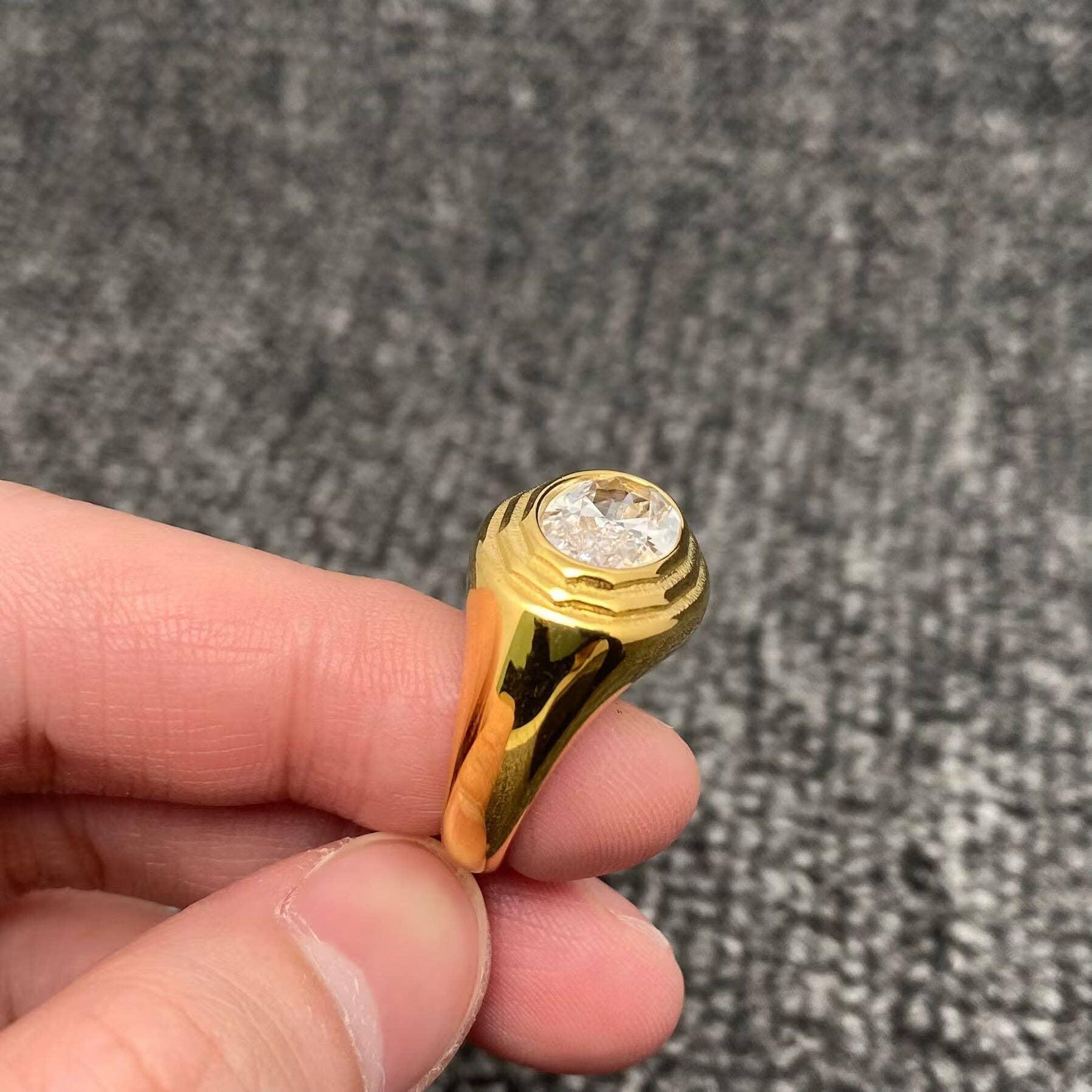 Oval 18K Gold Plated Stainless Steel Ring Product Image