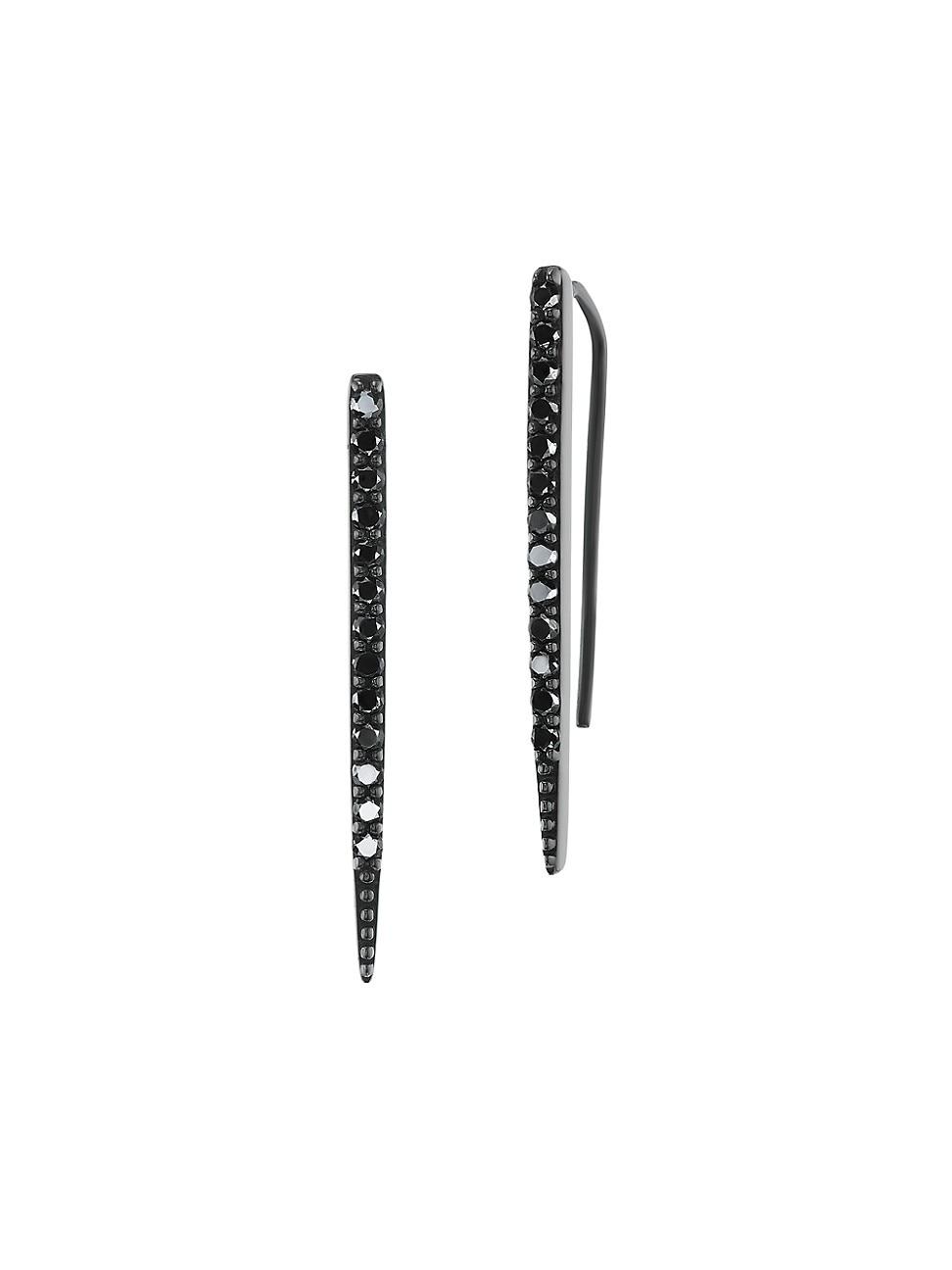 Womens Baby Spike Rhodium-Plated & 0.30 TCW Diamond Earrings Product Image