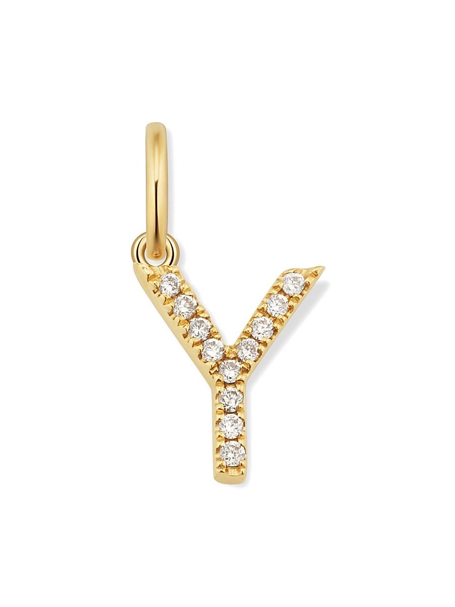 Womens 14K Yellow Gold My Letter Diamond Initial Pendant Charm Product Image