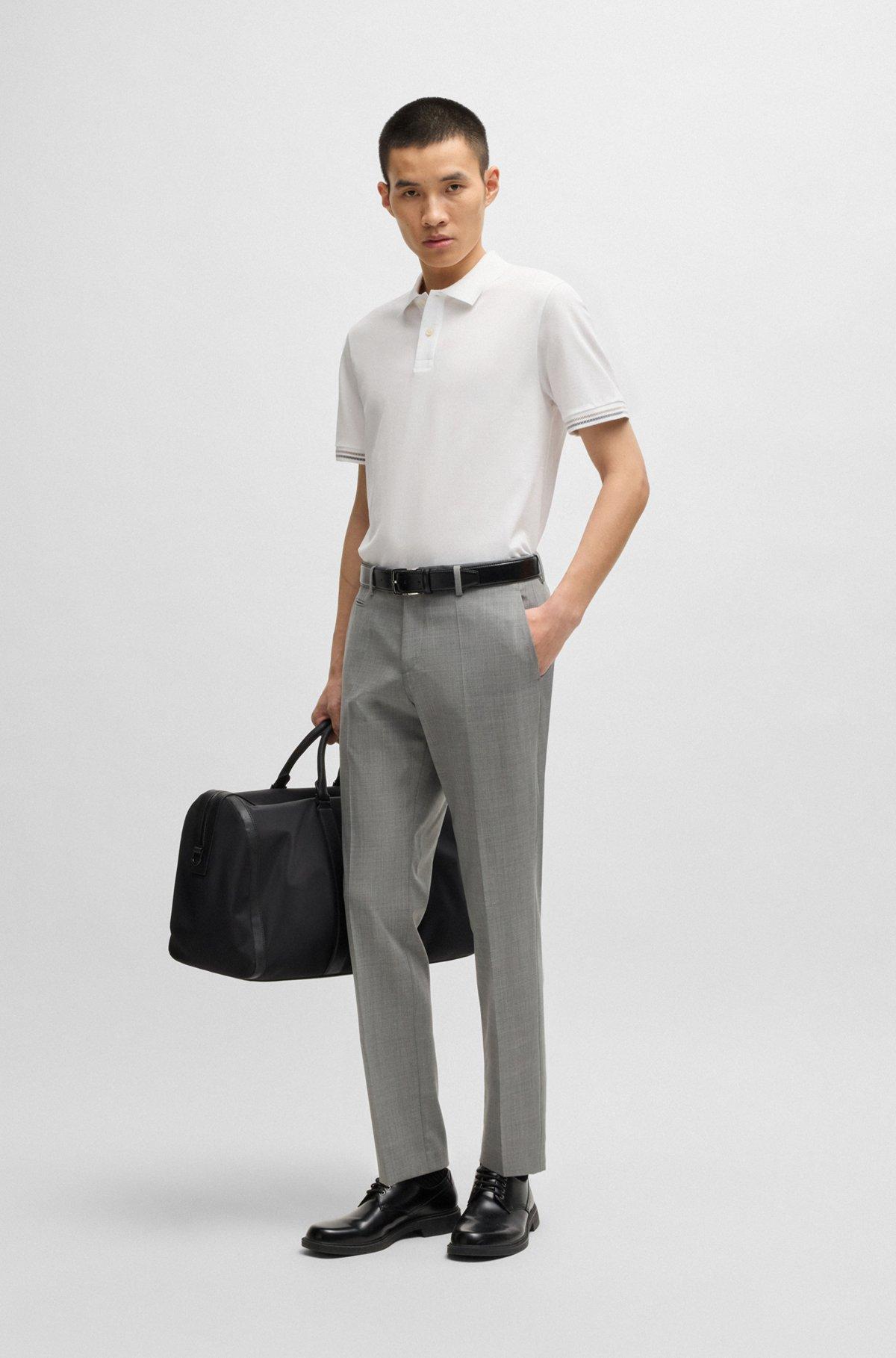 Mercerized-cotton regular-fit polo shirt with stripe trims Product Image