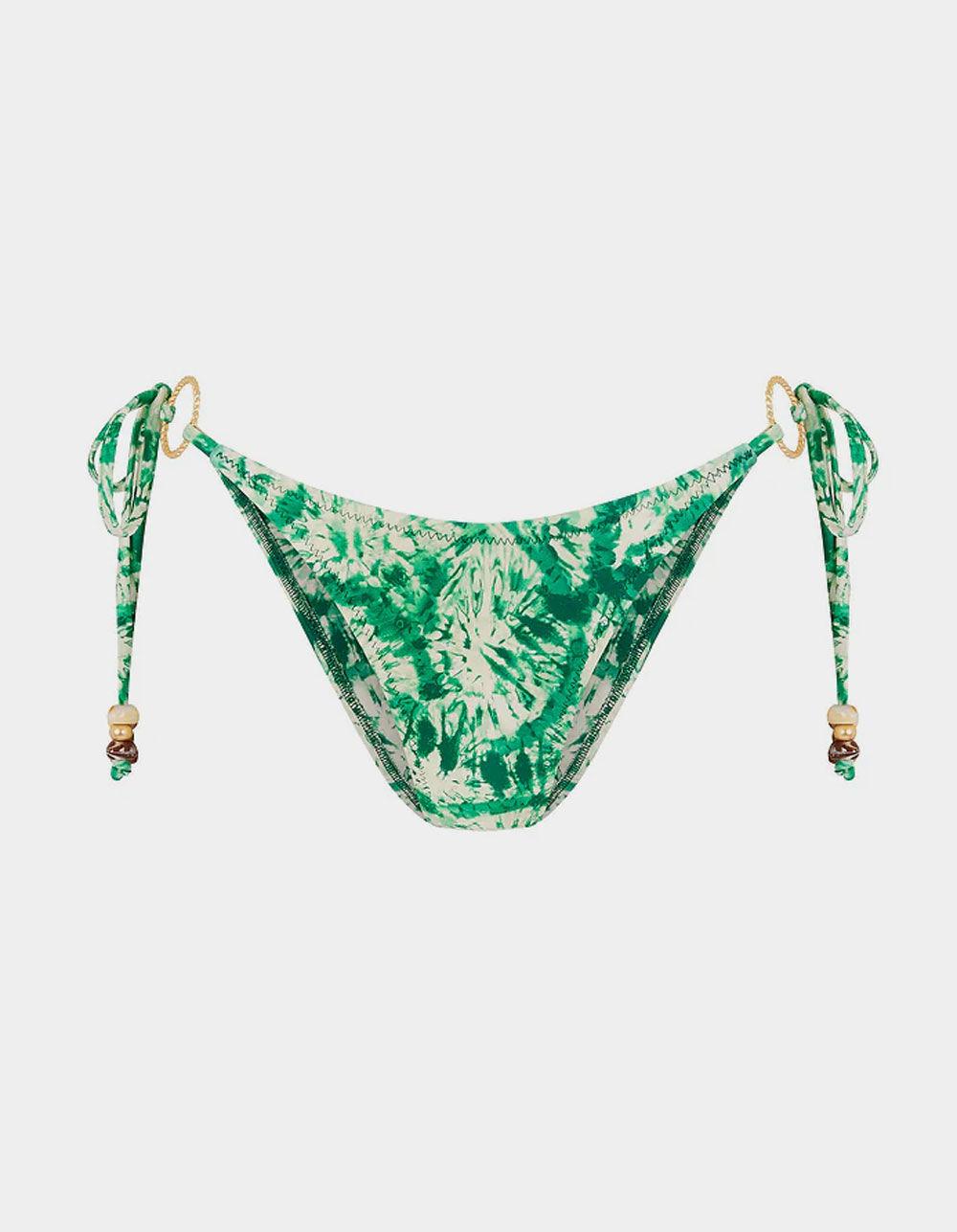 KULANI KINIS Emerald Tides Ring Cheeky Tie Side Bikini Bottoms - EMERALD Product Image