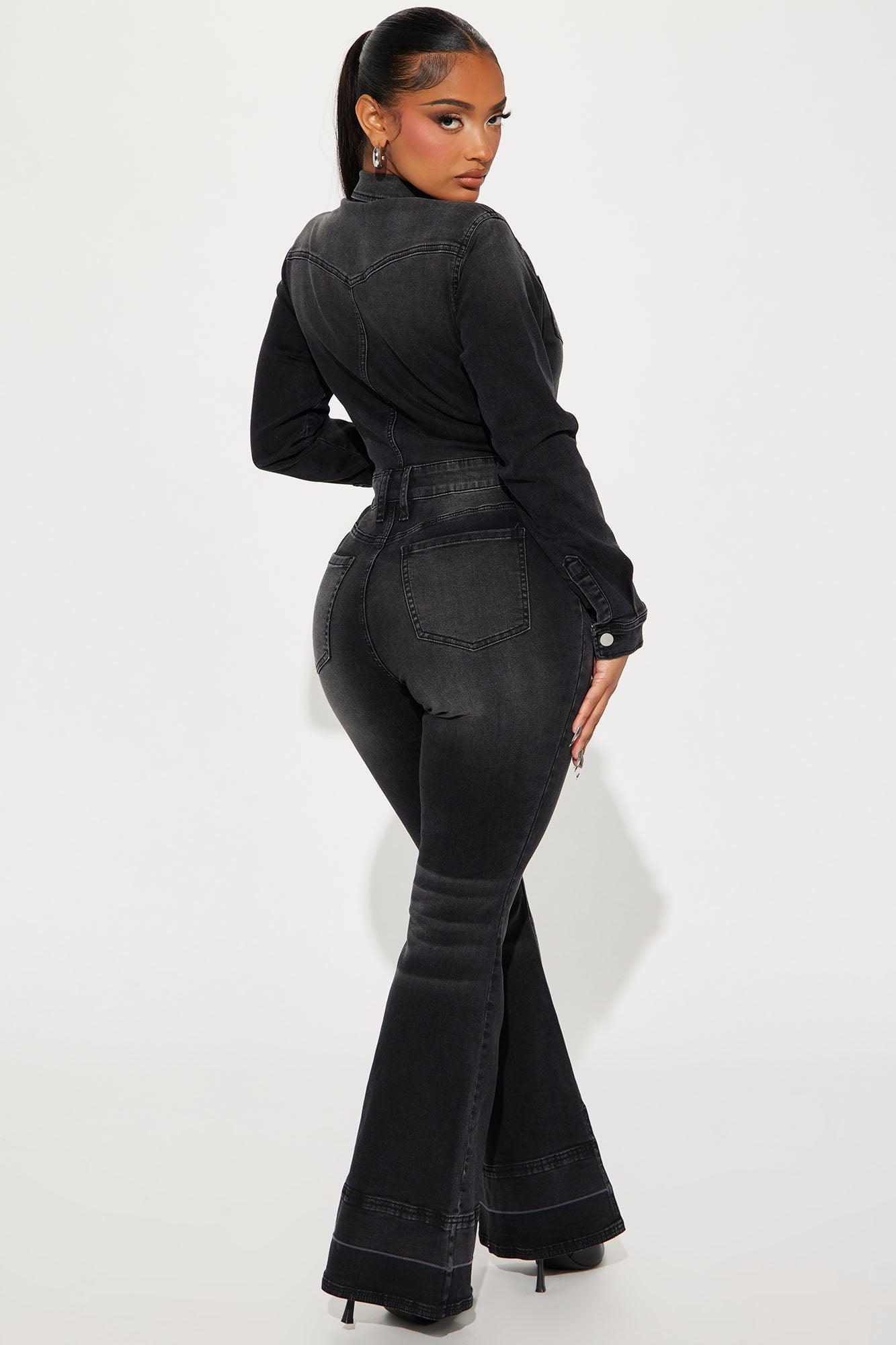 Playing Games Denim Jumpsuit - Charcoal Product Image