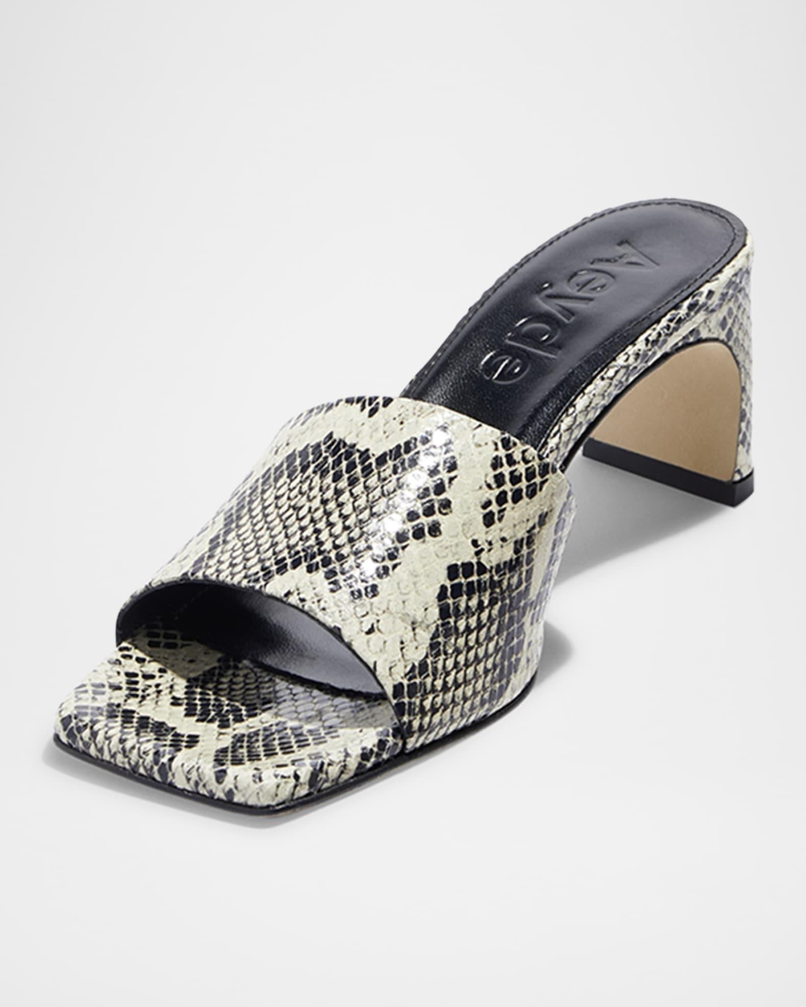 Jeanie Snake-Embossed Mule Sandals Product Image