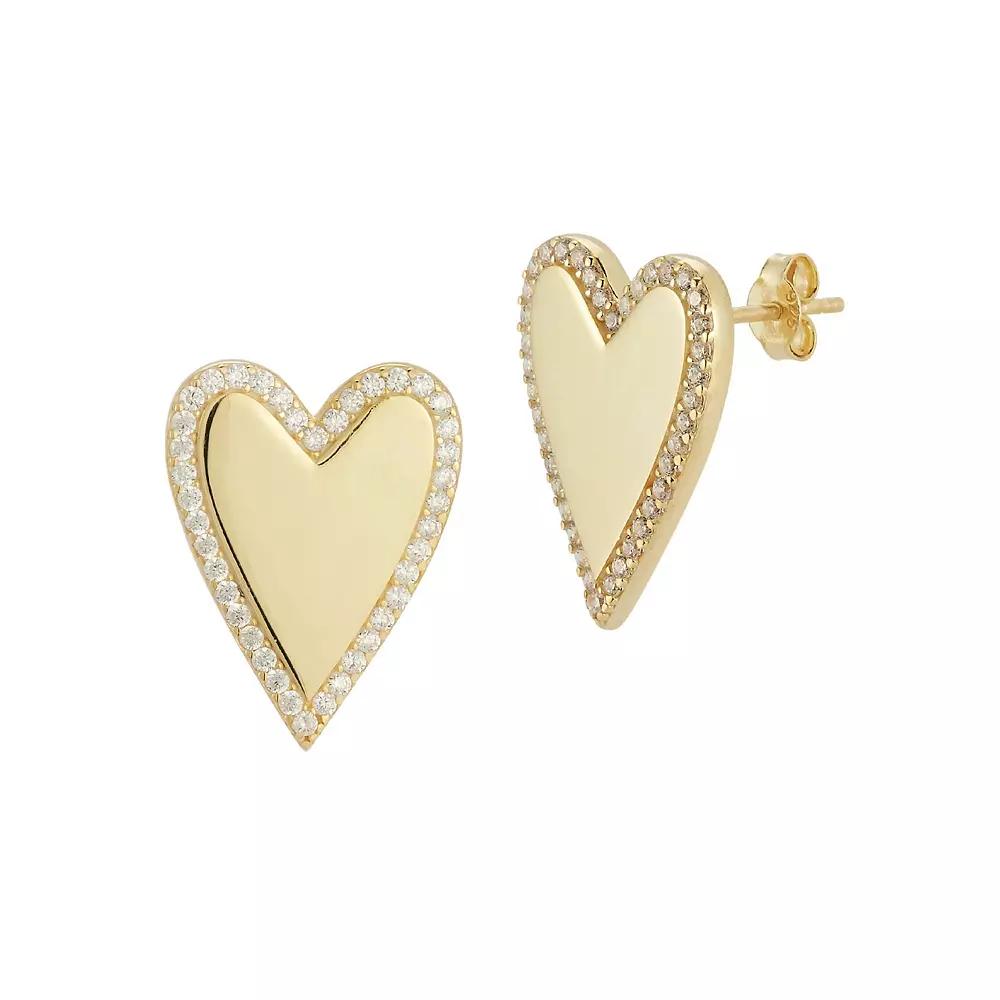 Sunkissed Sterling Cubic Zirconia Heart Stud Earrings, Women's, Gold Tone Product Image